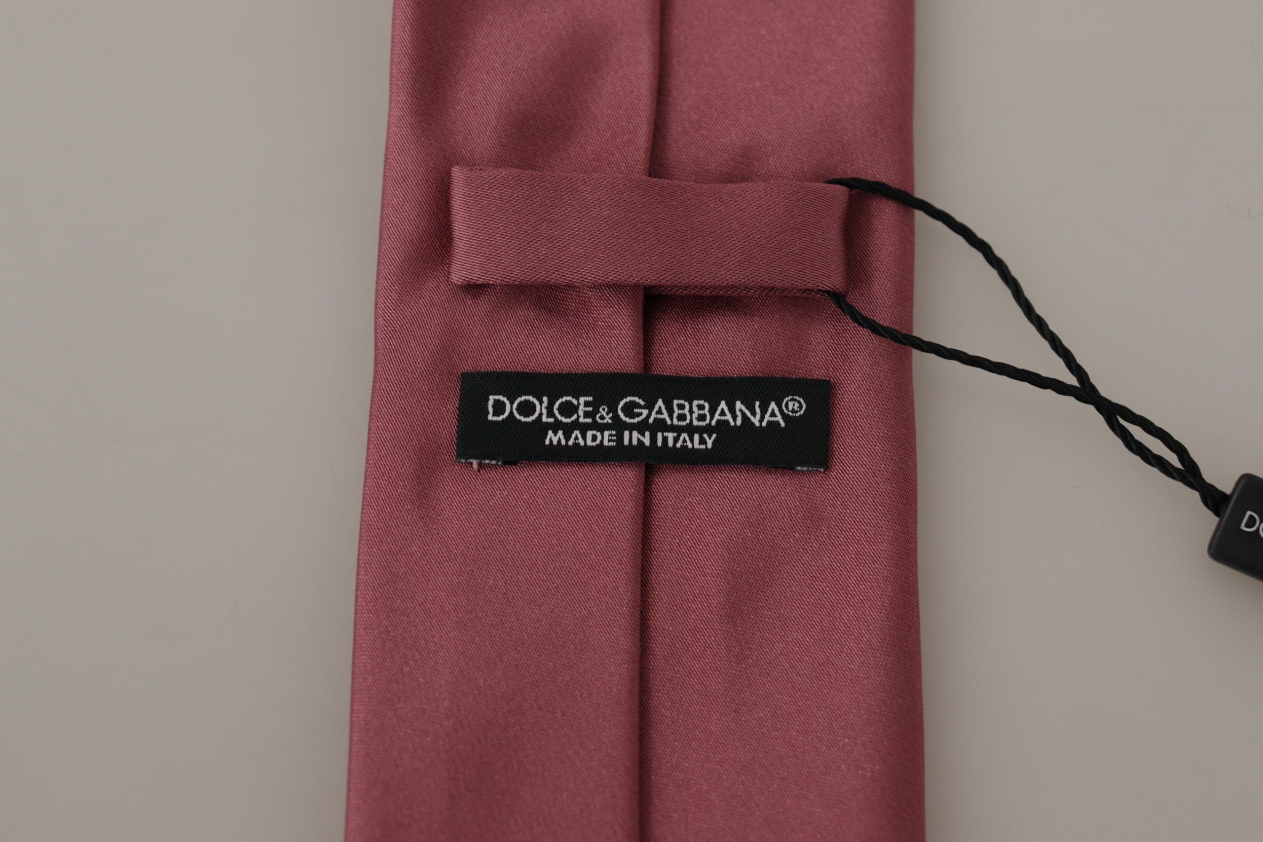 Dolce & Gabbana Rosa Seidenkrawatte mit einstellbarem Druck Krawatte Zubehör