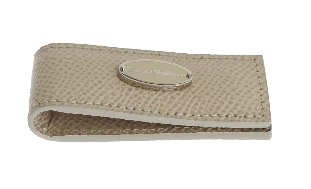 Dolce & Gabbana Beige Leder Magnet Geldklammer