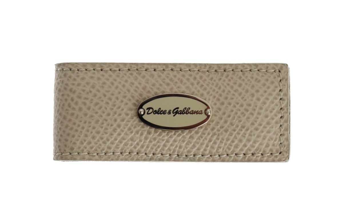 Dolce & Gabbana Beige Leder Magnet Geldklammer