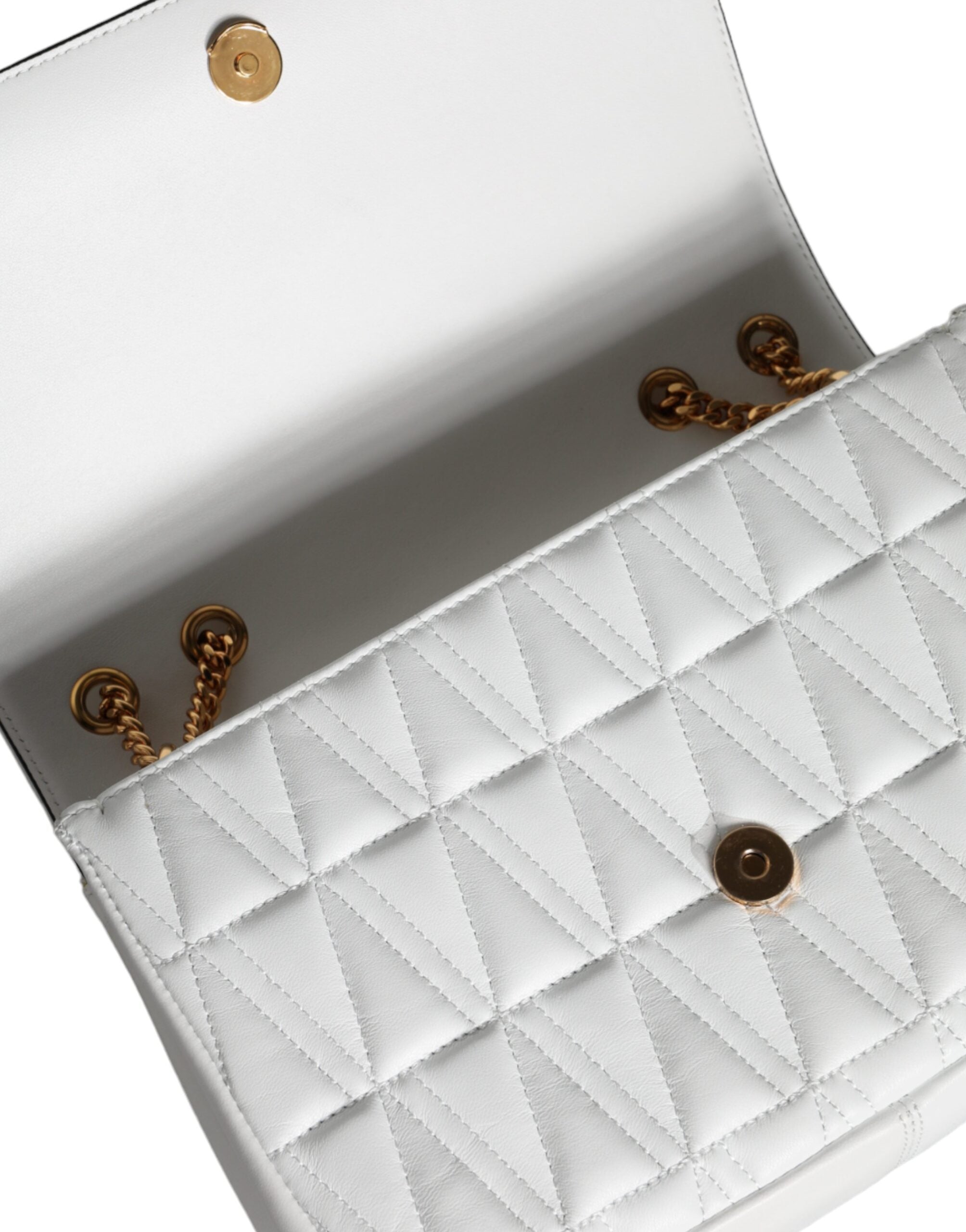 Versace Weiße Mini-Nappaleder-Crossbody-Umhängetasche