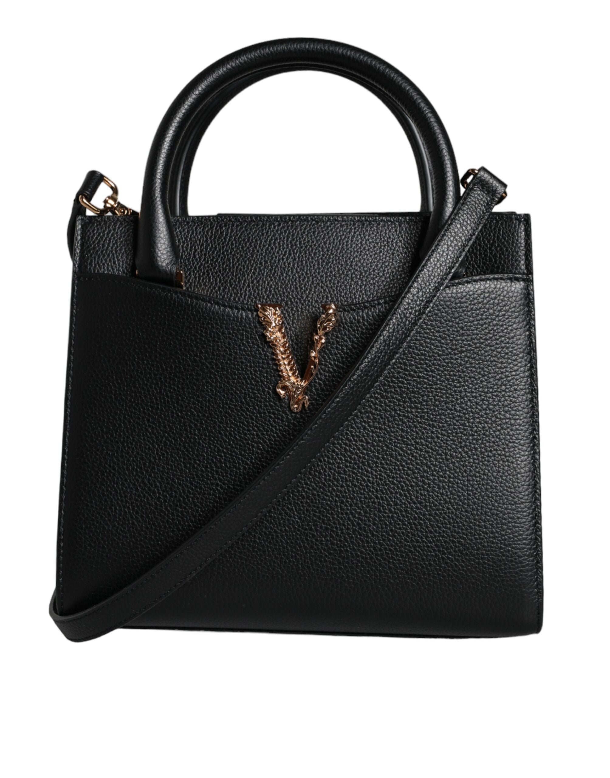 Versace Schwarze kleine Leder-TopHandle-Schulter-Crossbody-Tasche