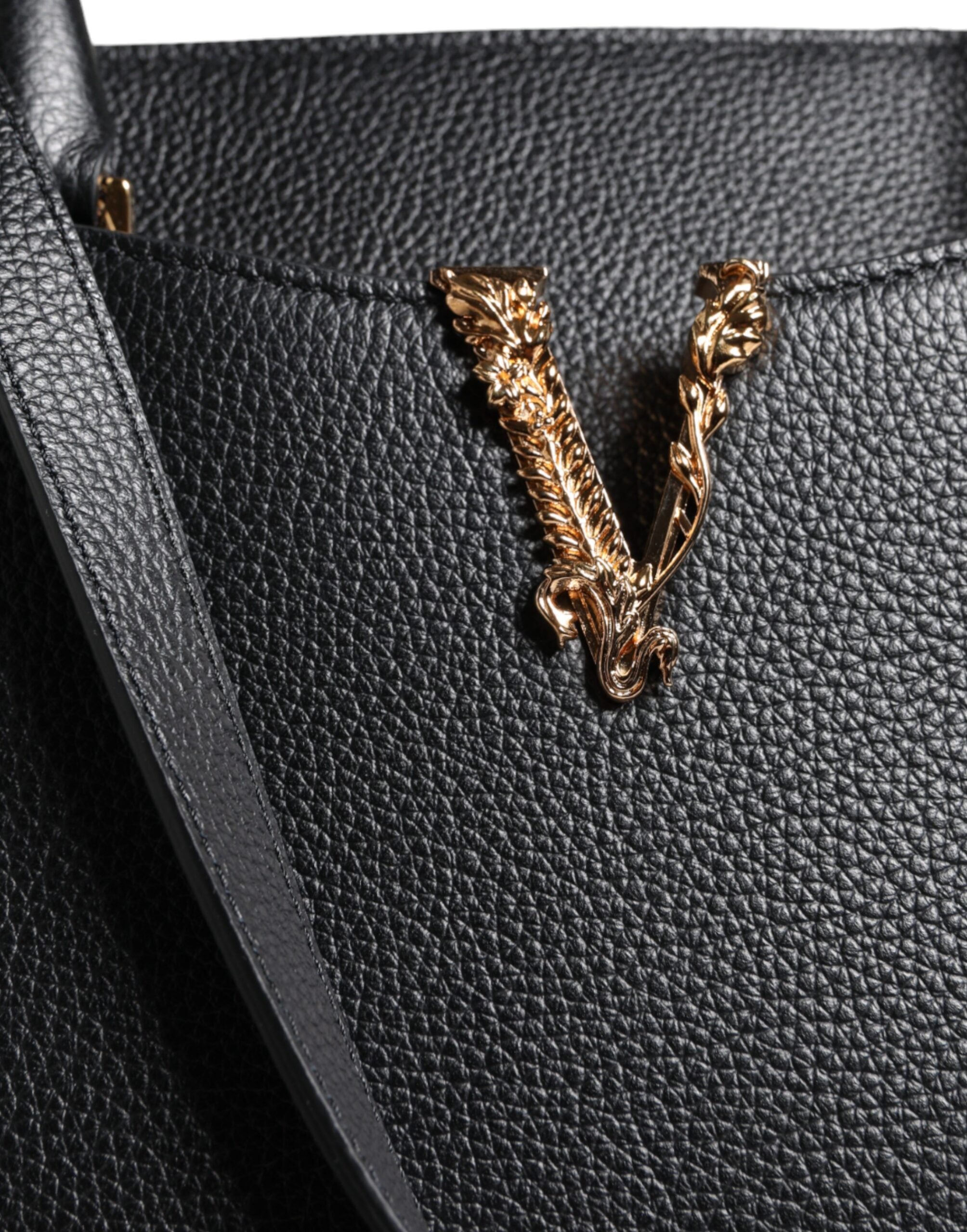 Versace Schwarze kleine Leder-TopHandle-Schulter-Crossbody-Tasche