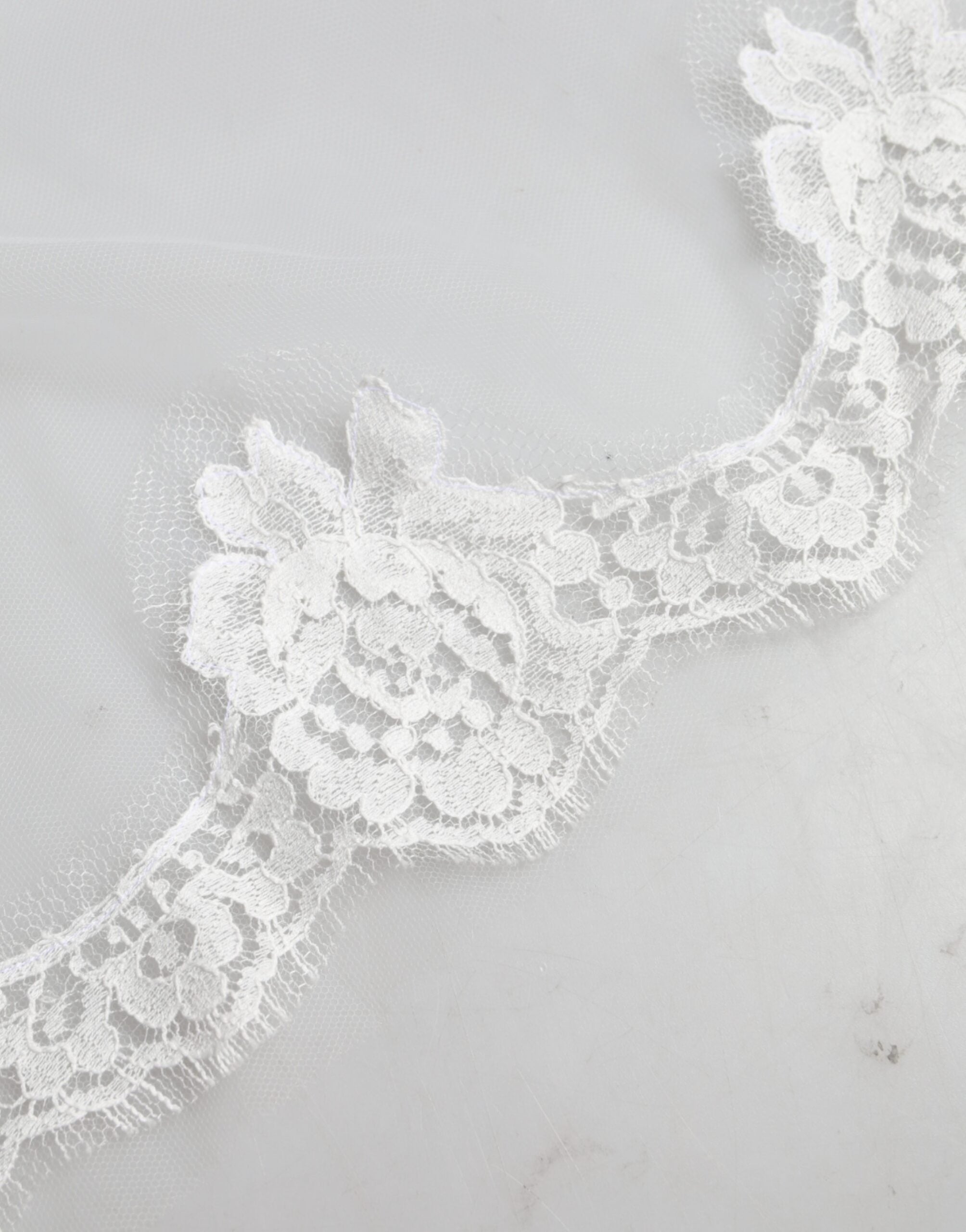 Dolce & Gabbana Weiß Floral Spitze Nylon Boden Länge Hochzeit Schleier