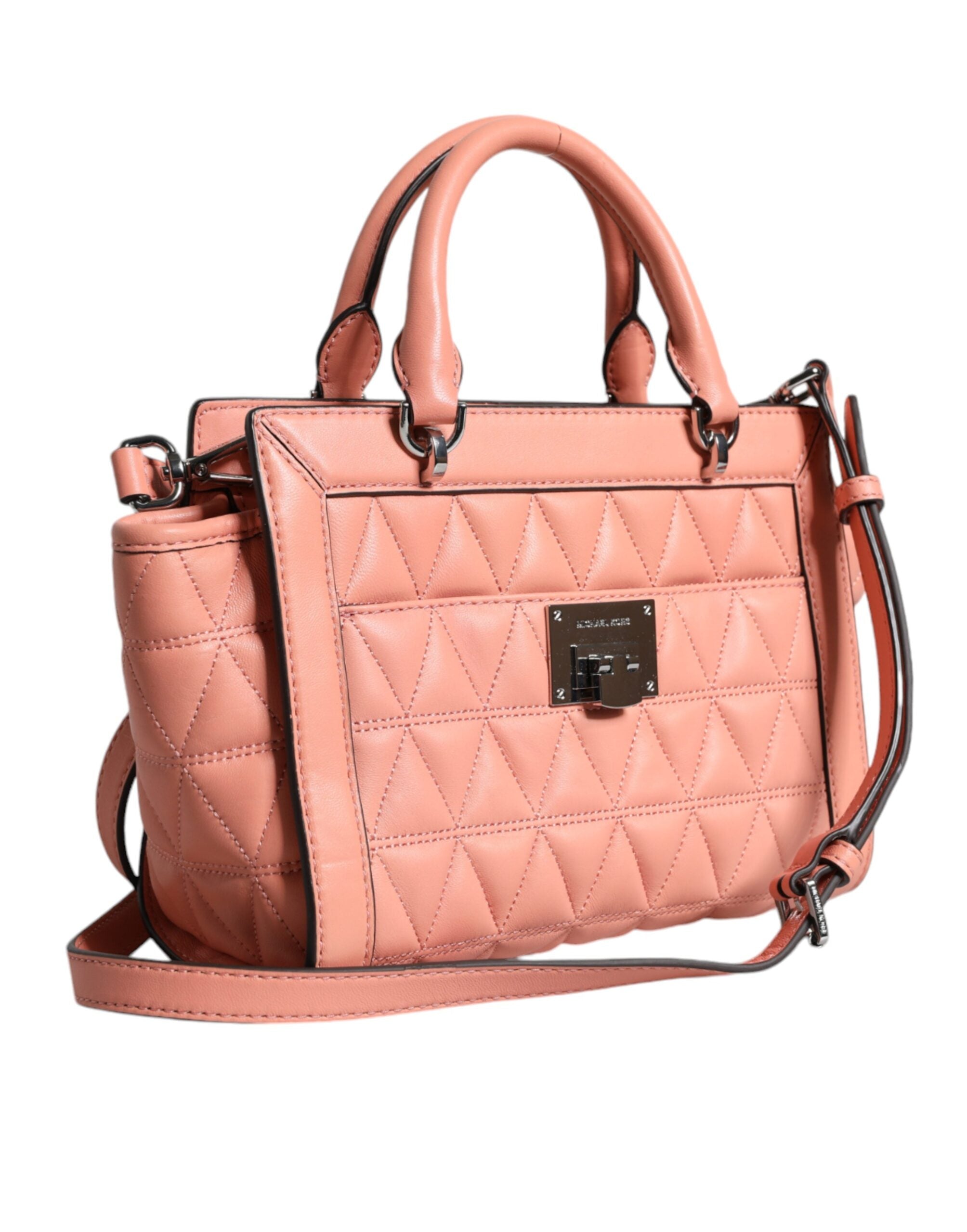Michael Kors Pfirsich Gestepptes Leder Logo Crossbody VIVIANNE Messenger Bag