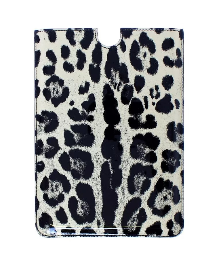 Dolce & Gabbana Weißes Leopardenmuster Leder eBook Cover Tablet Hülle