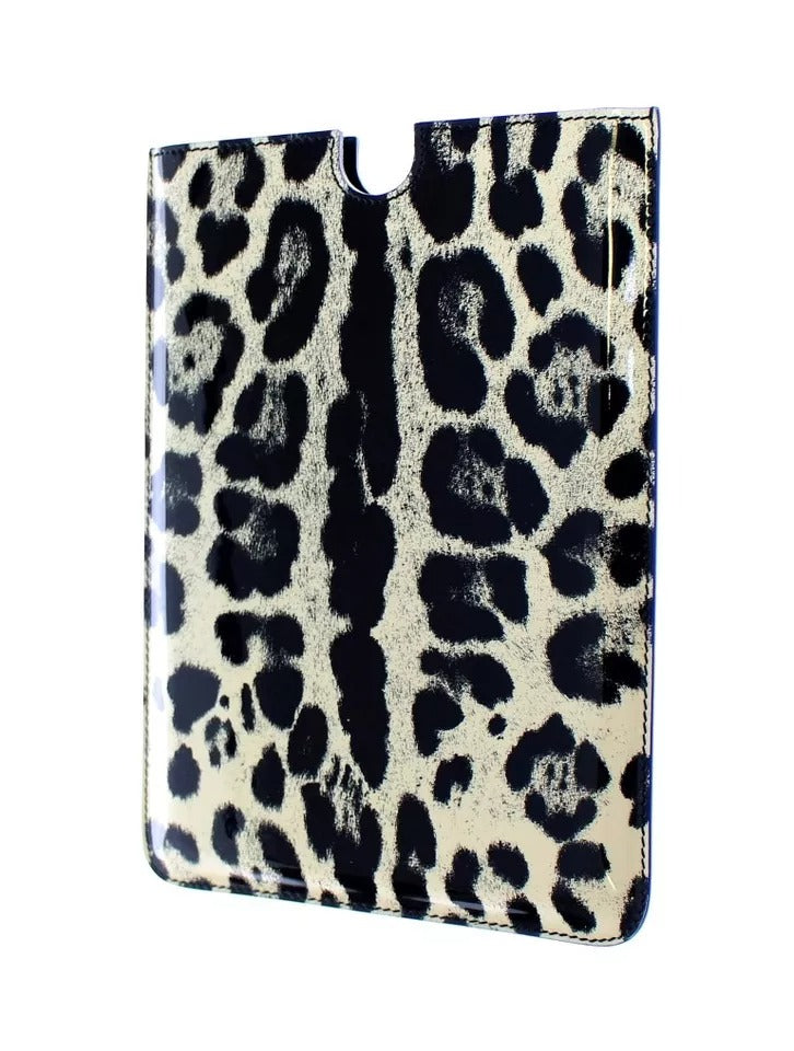 Dolce & Gabbana Weißes Leopardenmuster Leder eBook Cover Tablet Hülle