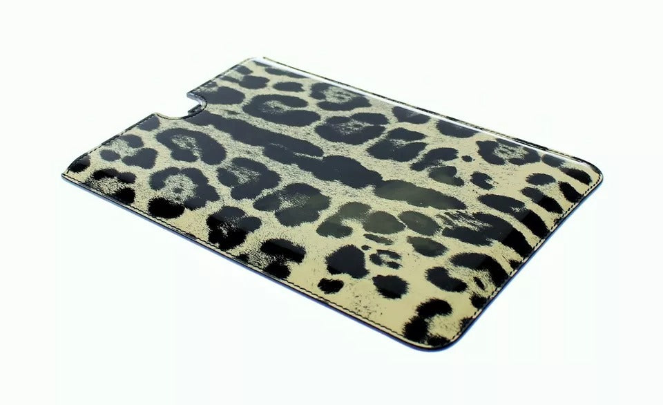 Dolce & Gabbana Weißes Leopardenmuster Leder eBook Cover Tablet Hülle