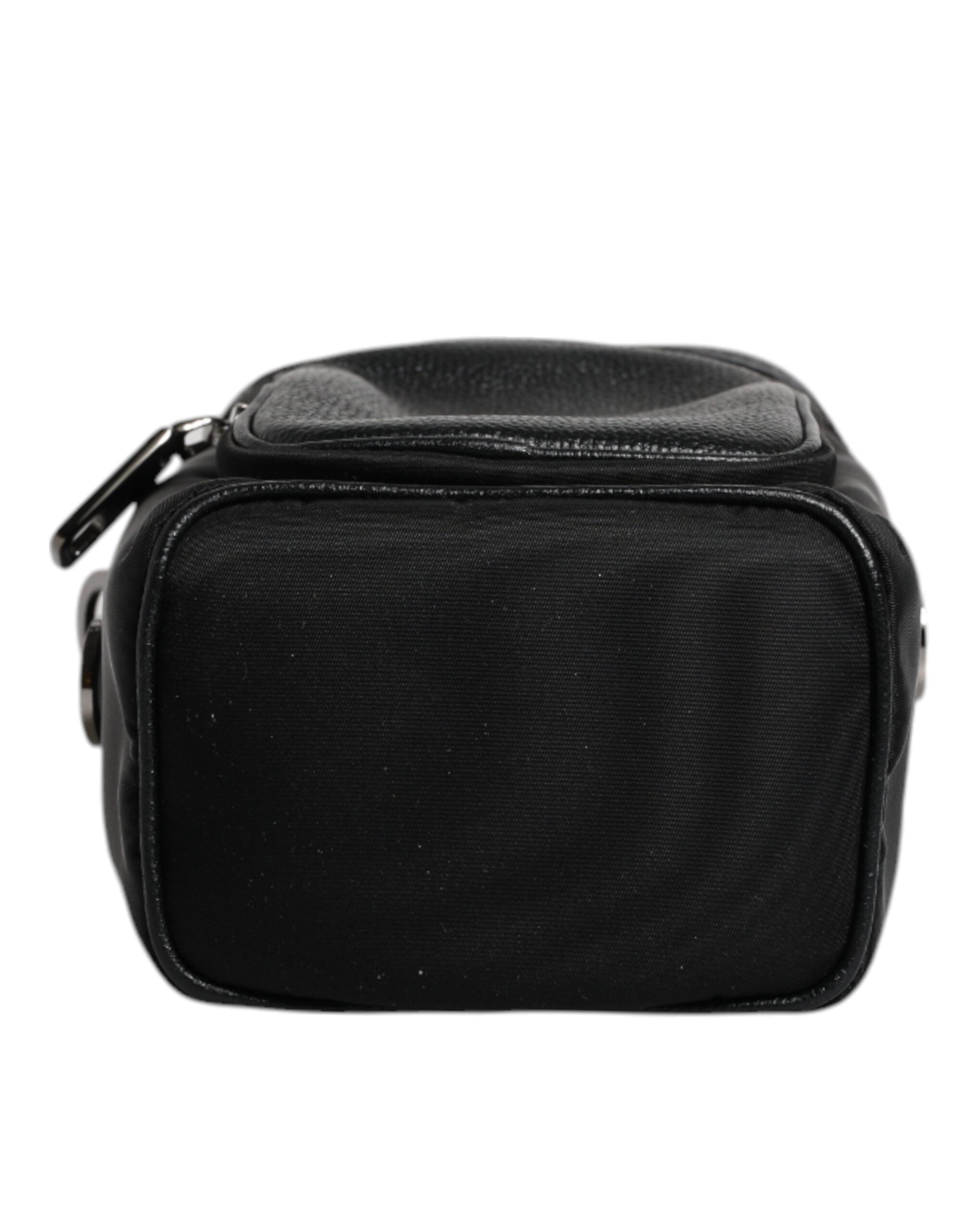 Dolce & Gabbana Schwarzes Leder Logo Geldbörse Crossbody Kameratasche