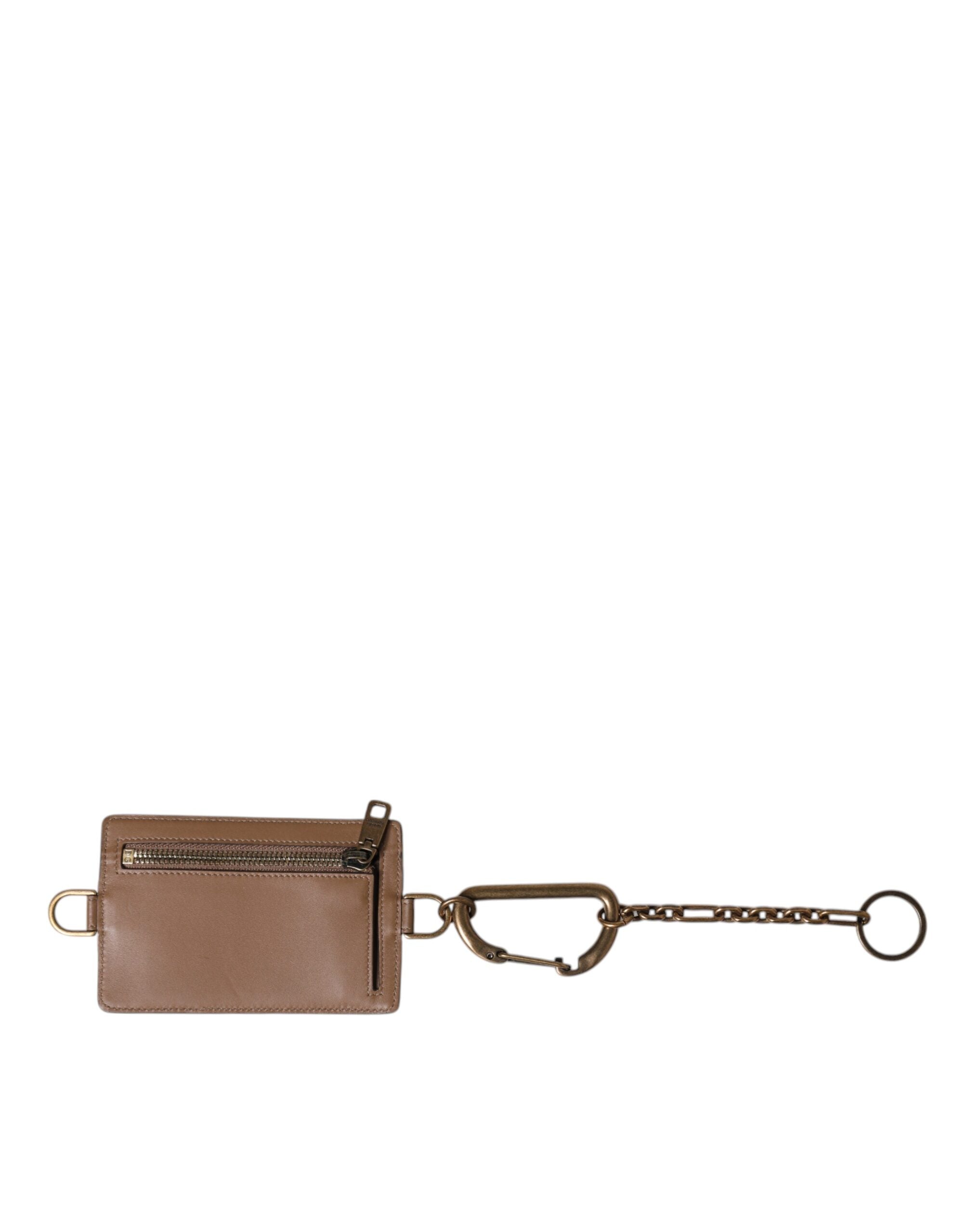 Dolce & Gabbana Braunes Exotenleder Kartenetui DG Logo Plaque Brieftasche