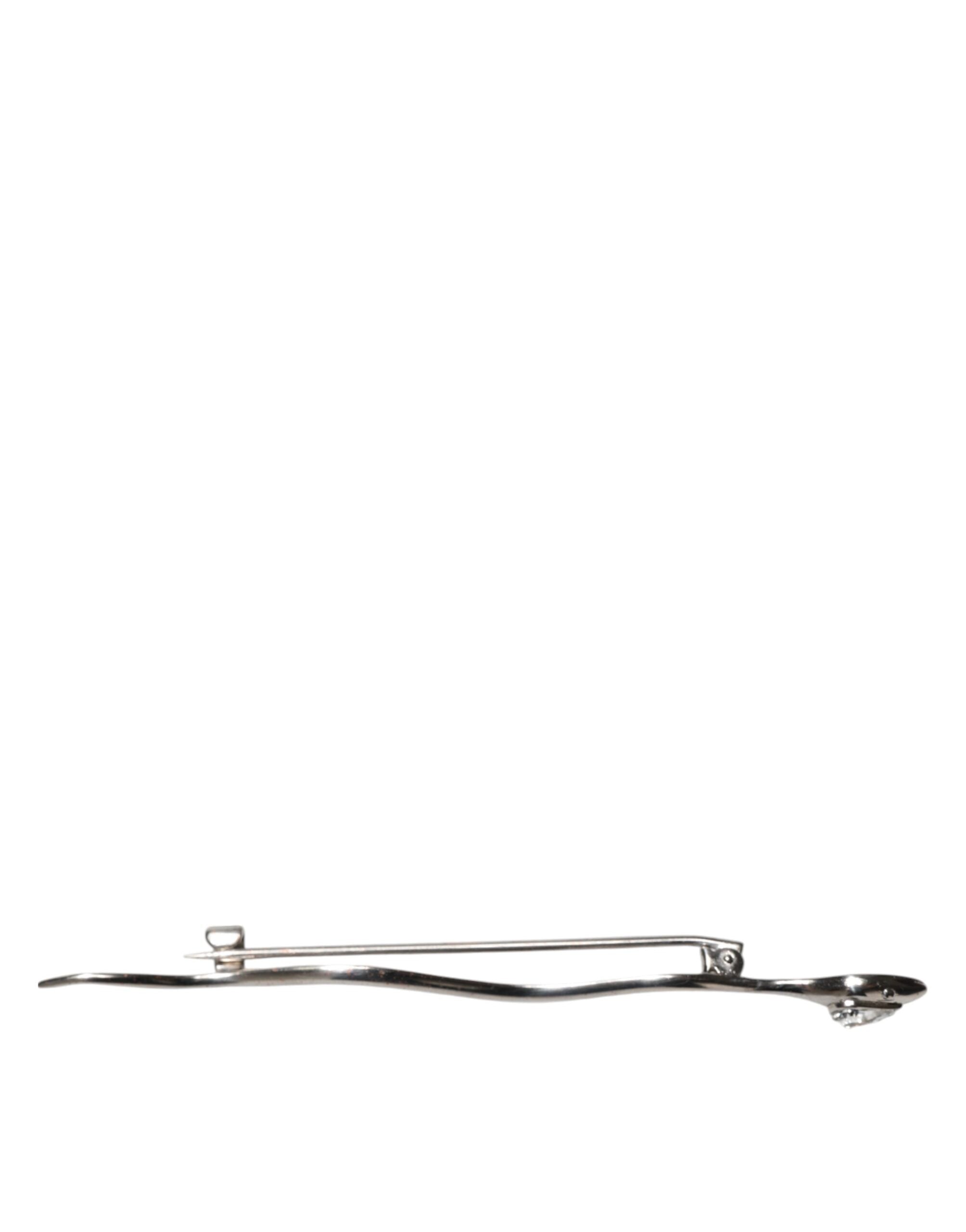 Dolce & Gabbana Silber Messing Kristall Spilla Serpente Herren Brosche Pin