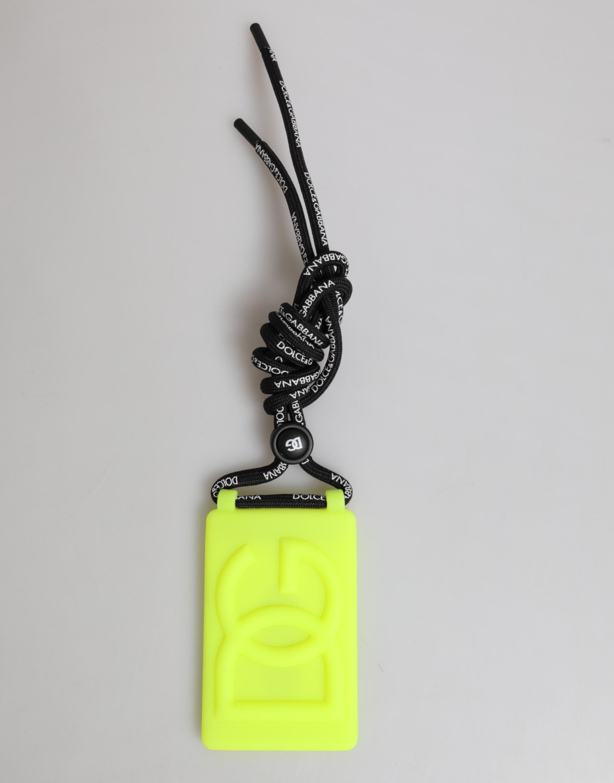 Dolce & Gabbana Yellow Green Rubber DG Embossed Adjustable Badge Holder