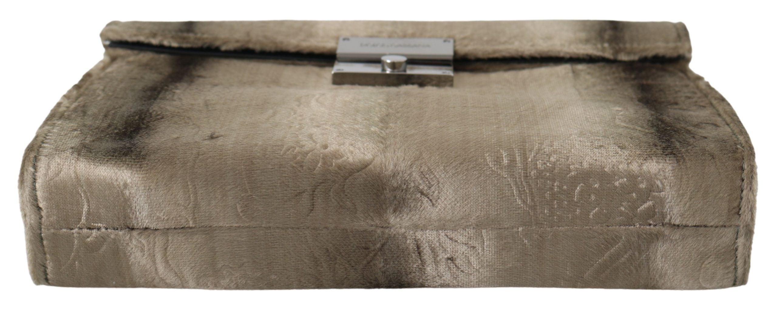 Dolce & Gabbana Beige Samt Floral Leder Männer Dokument Aktentasche