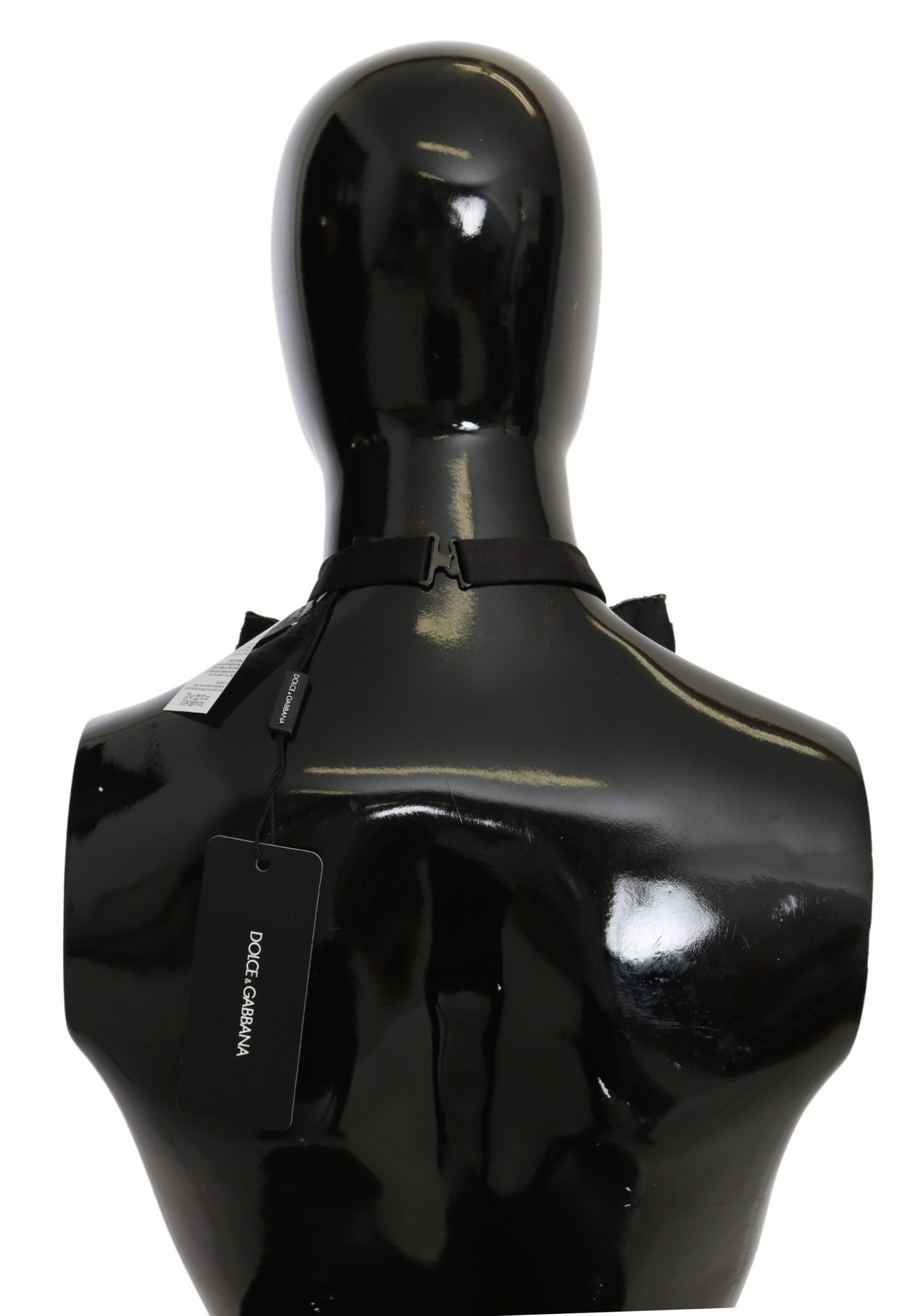 Dolce & Gabbana Silberne Kristall Perlen Pailletten 100% Seide Laufsteg Halskette Bowtie