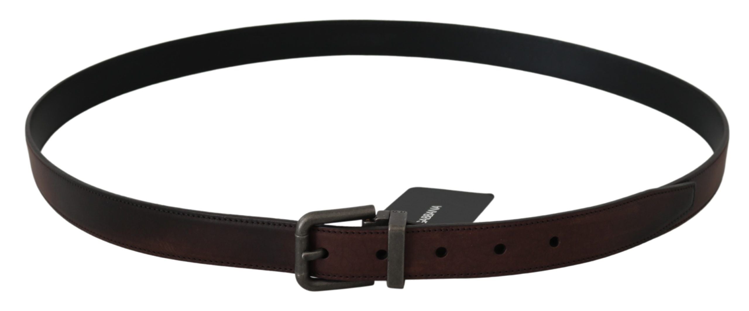 Dolce & Gabbana Solider brauner Ledergürtel mit grauer Schnalle