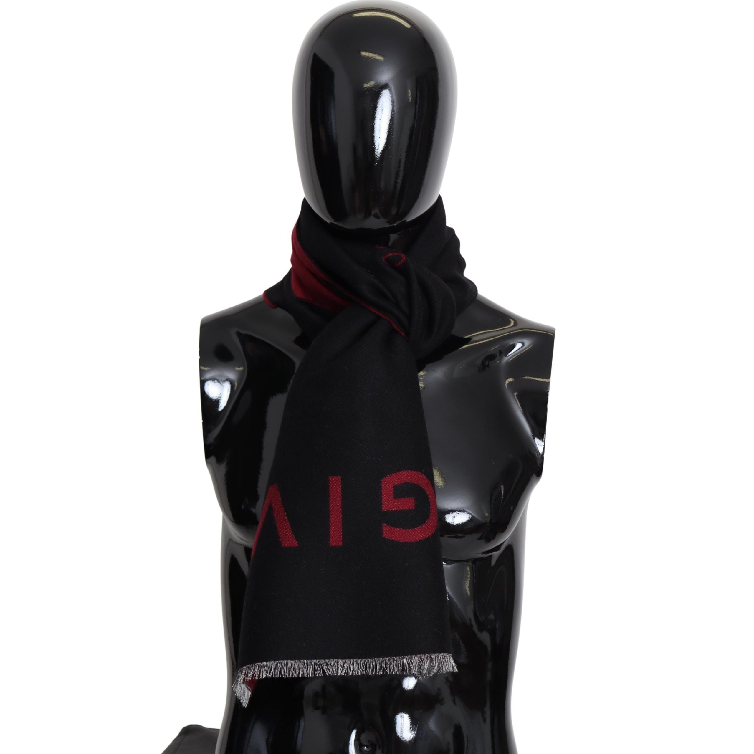 Givenchy Schwarz Rot Wolle Unisex Winter Warm Wrap Schal Schal