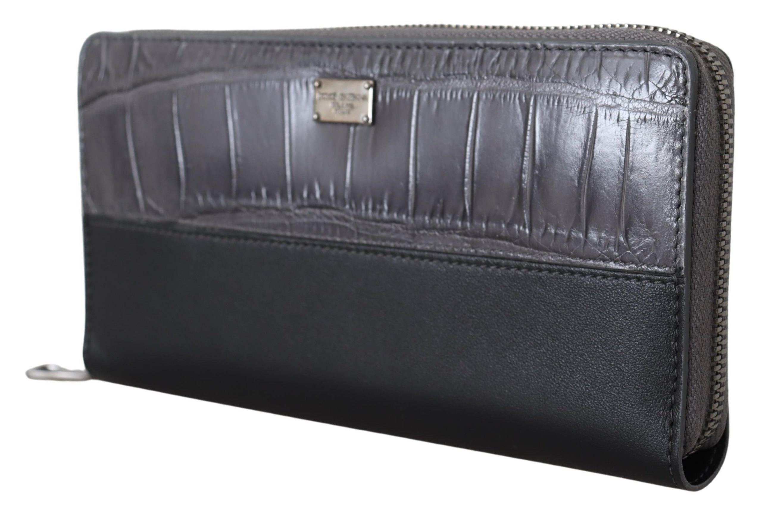 Dolce & Gabbana Schwarzes Zip Around Continental Clutch Leder Portemonnaie