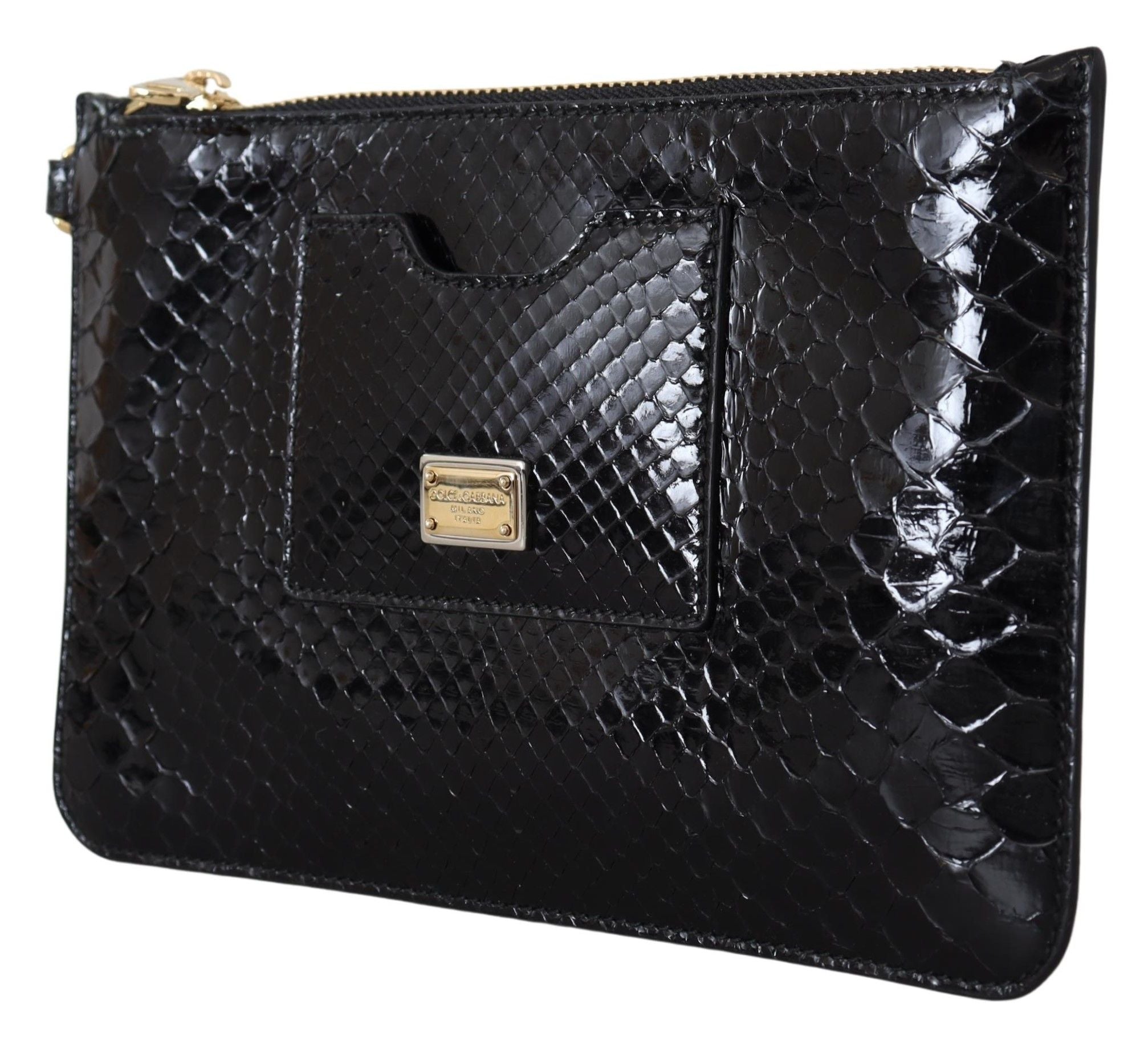 Dolce & Gabbana Schwarzes Leder Portemonnaie Handtäschchen Spiegel Agnese Brieftasche