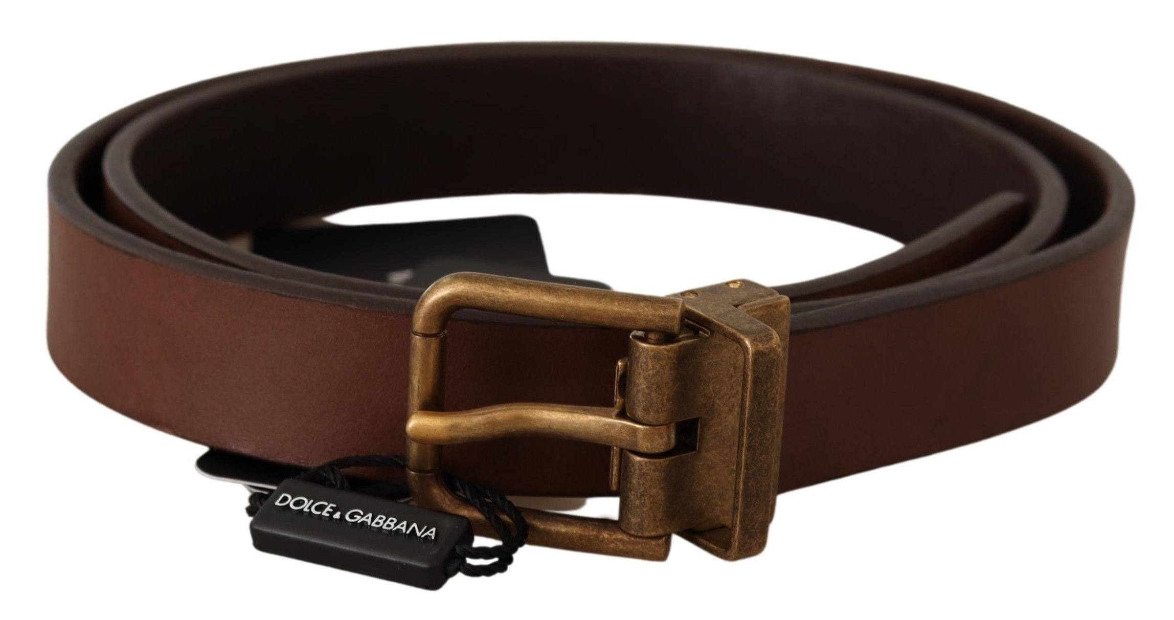 Dolce & Gabbana Braunes Leder Rustikale Schnalle Cintura Gürtel