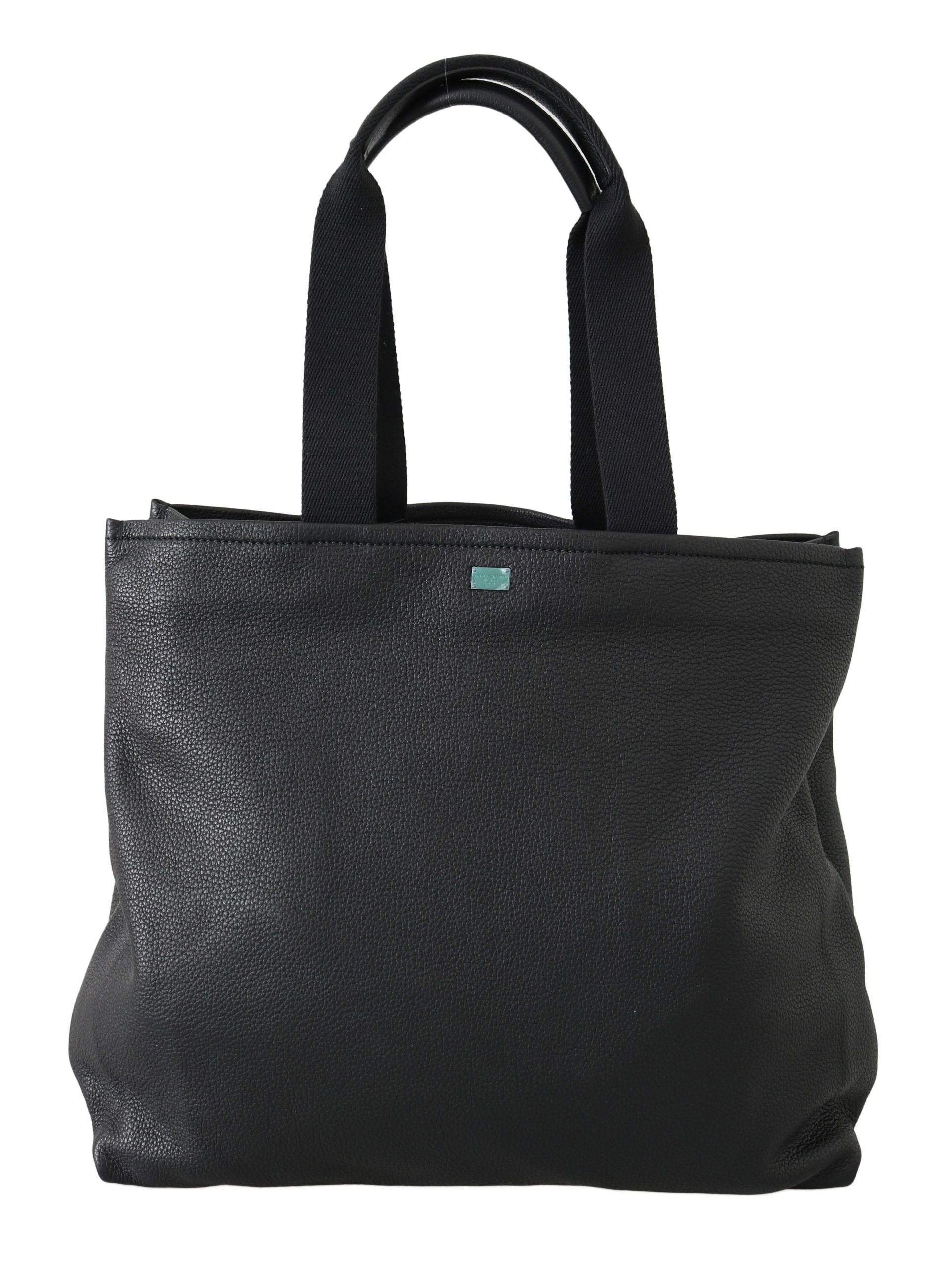 Dolce & Gabbana Schwarze Leder-Reise-Einkaufstasche für das Fitnessstudio #DGFAMILY Tote Bag