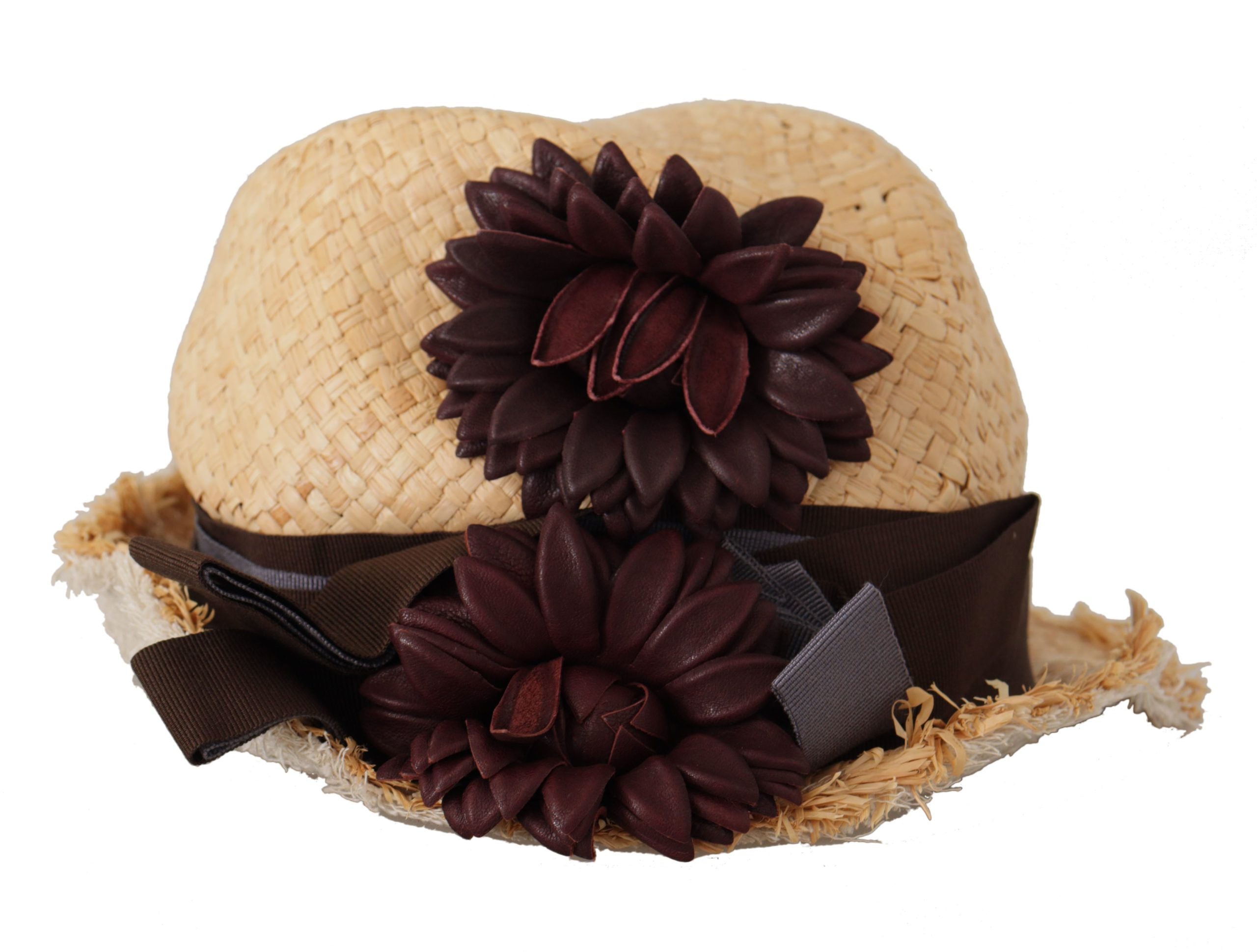 Dolce & Gabbana Strohhut mit gelber Schleife und Blumenverzierung