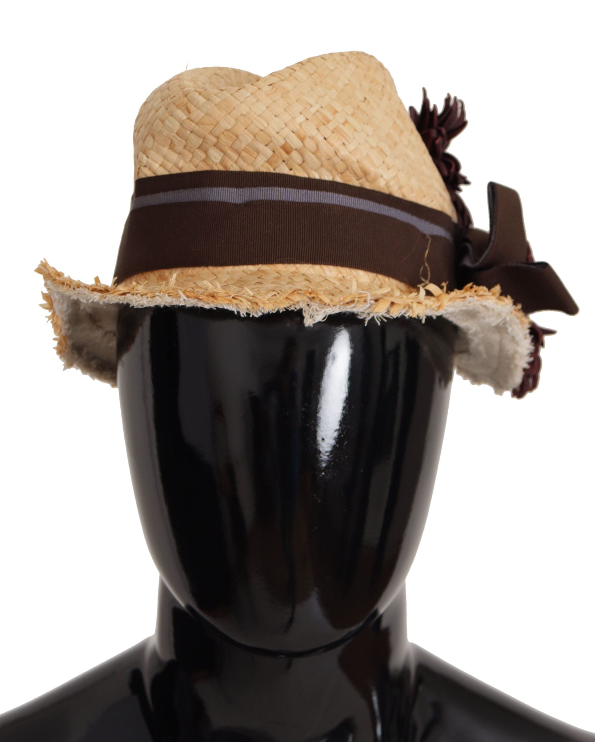 Dolce & Gabbana Strohhut mit gelber Schleife und Blumenverzierung