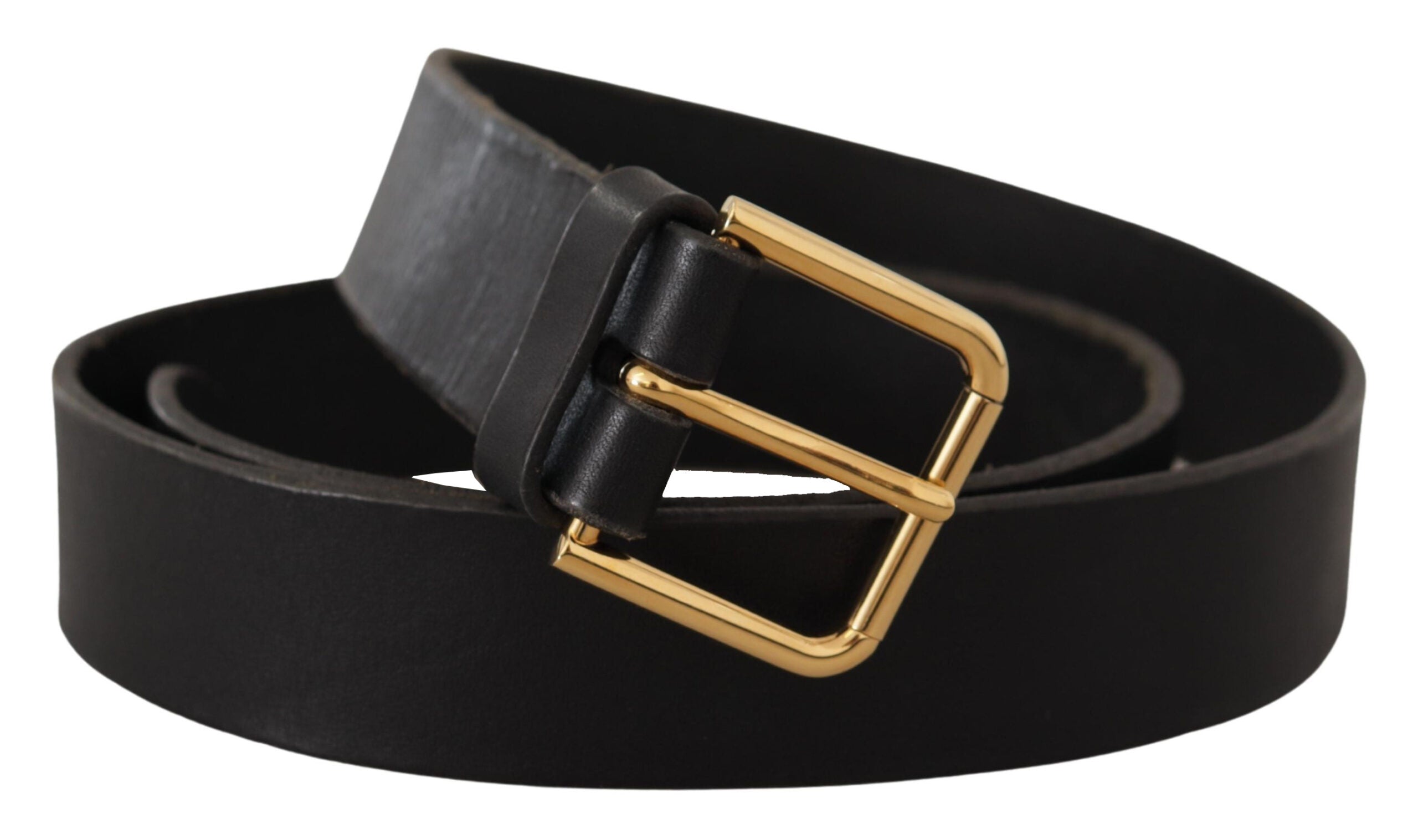 Dolce & Gabbana Brauner Goldmetall-Logoschnalle Kalbsledergürtel