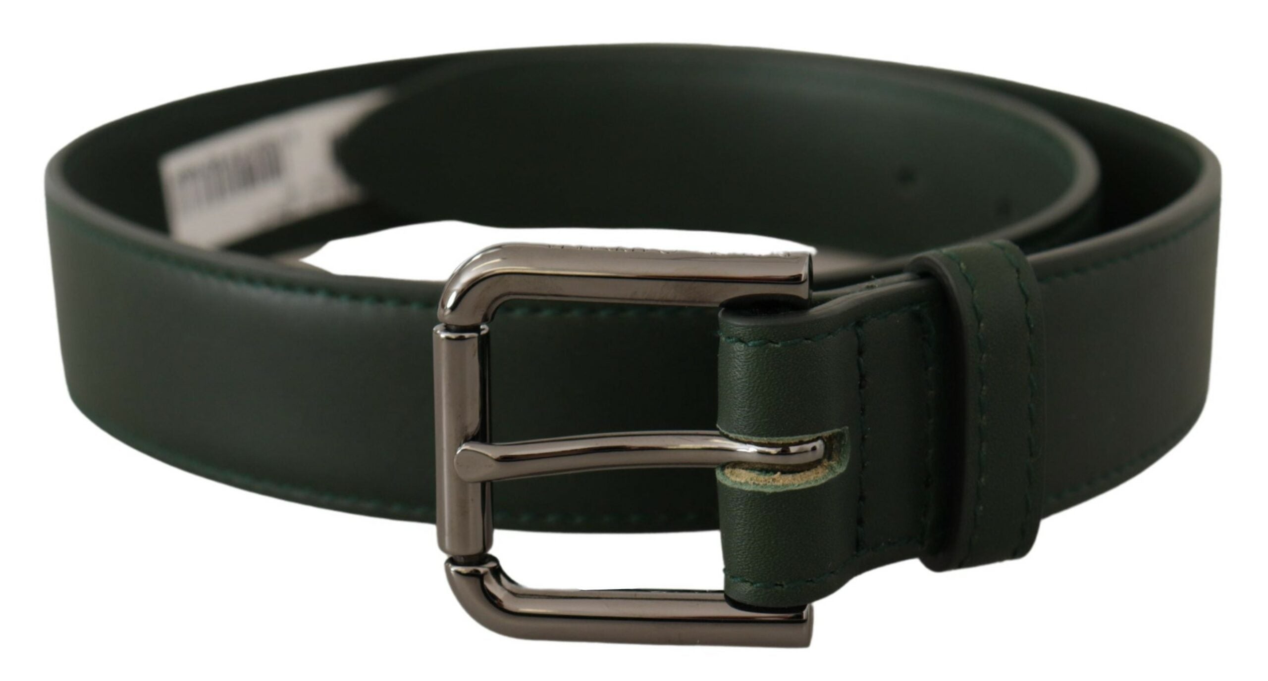Dolce & Gabbana Army Green Leder Logo Metall Gürtelschnalle