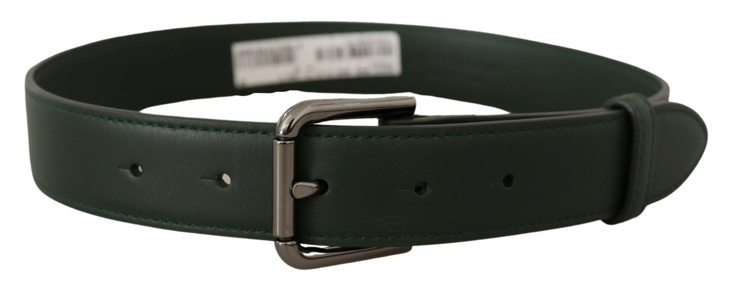 Dolce & Gabbana Army Green Leder Logo Metall Gürtelschnalle
