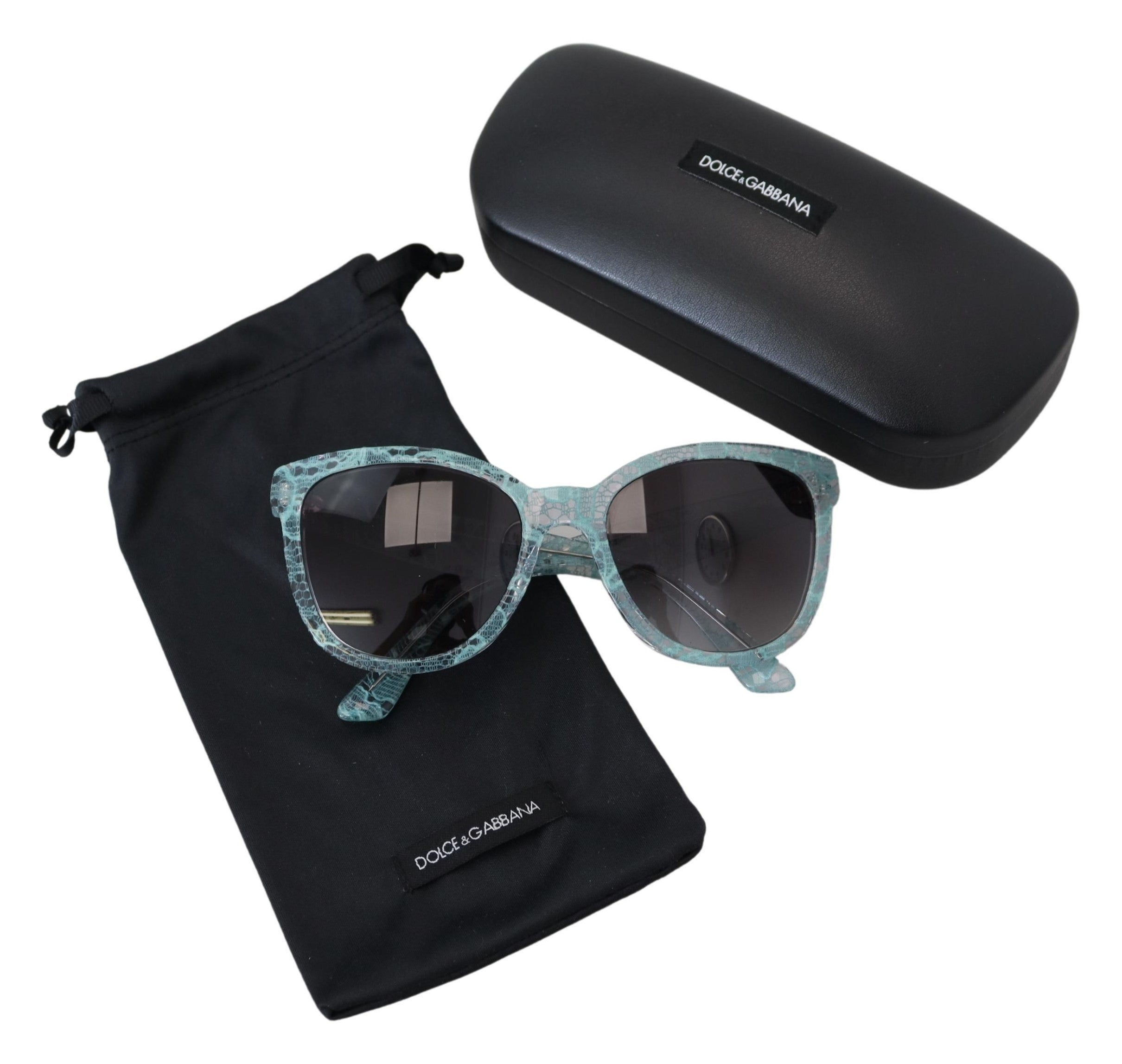 Dolce & Gabbana Blaue DG4190 Spitze Kristall Acetat Schmetterling Sonnenbrille