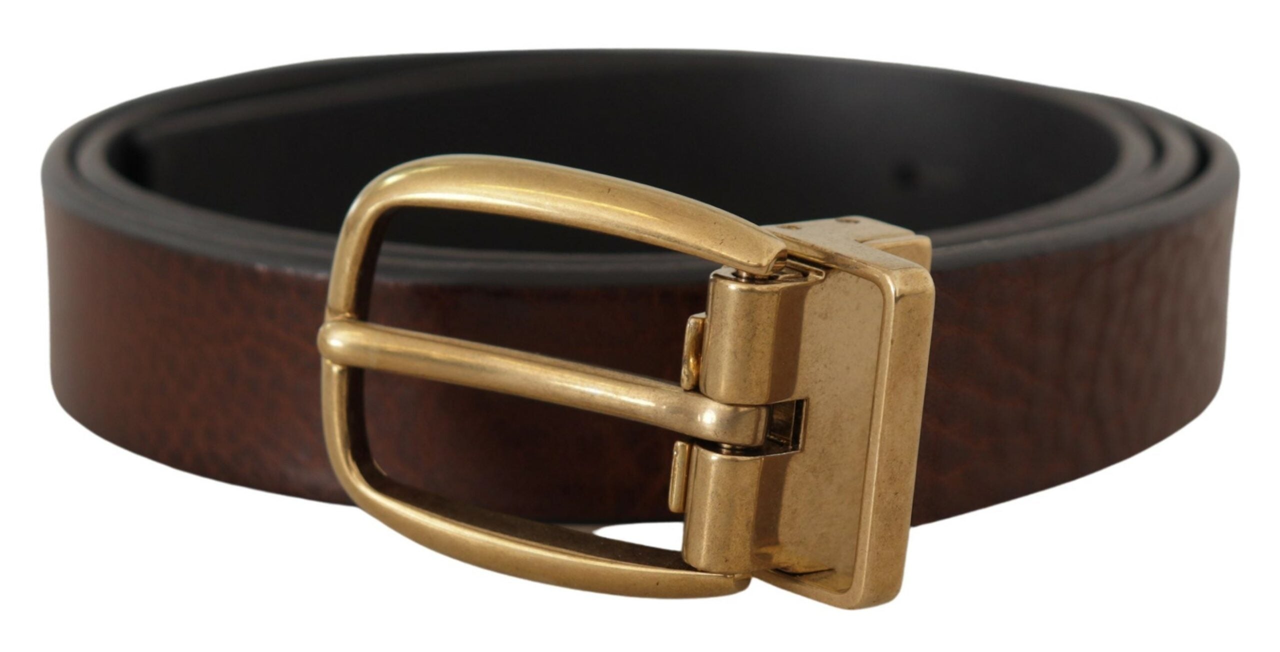 Dolce & Gabbana Brauner Ledergürtel mit Metallschnalle im Vintage-Stil
