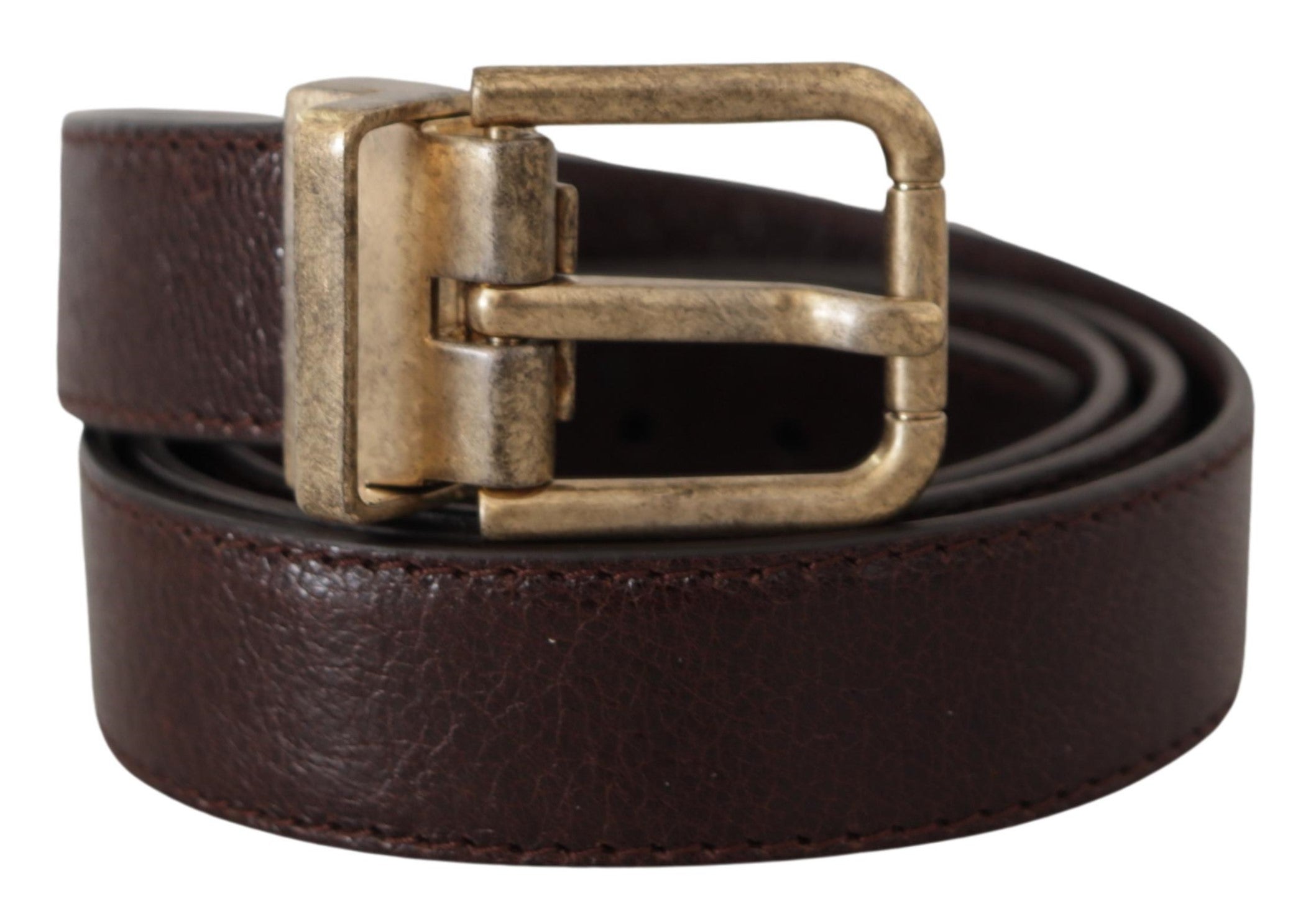 Dolce & Gabbana Brauner Kalbsleder Vintage Logo Metallschnalle Gürtel