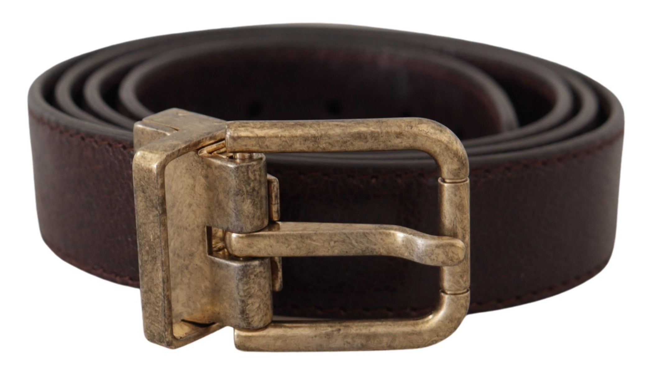 Dolce & Gabbana Brauner Kalbsleder Vintage Logo Metallschnalle Gürtel