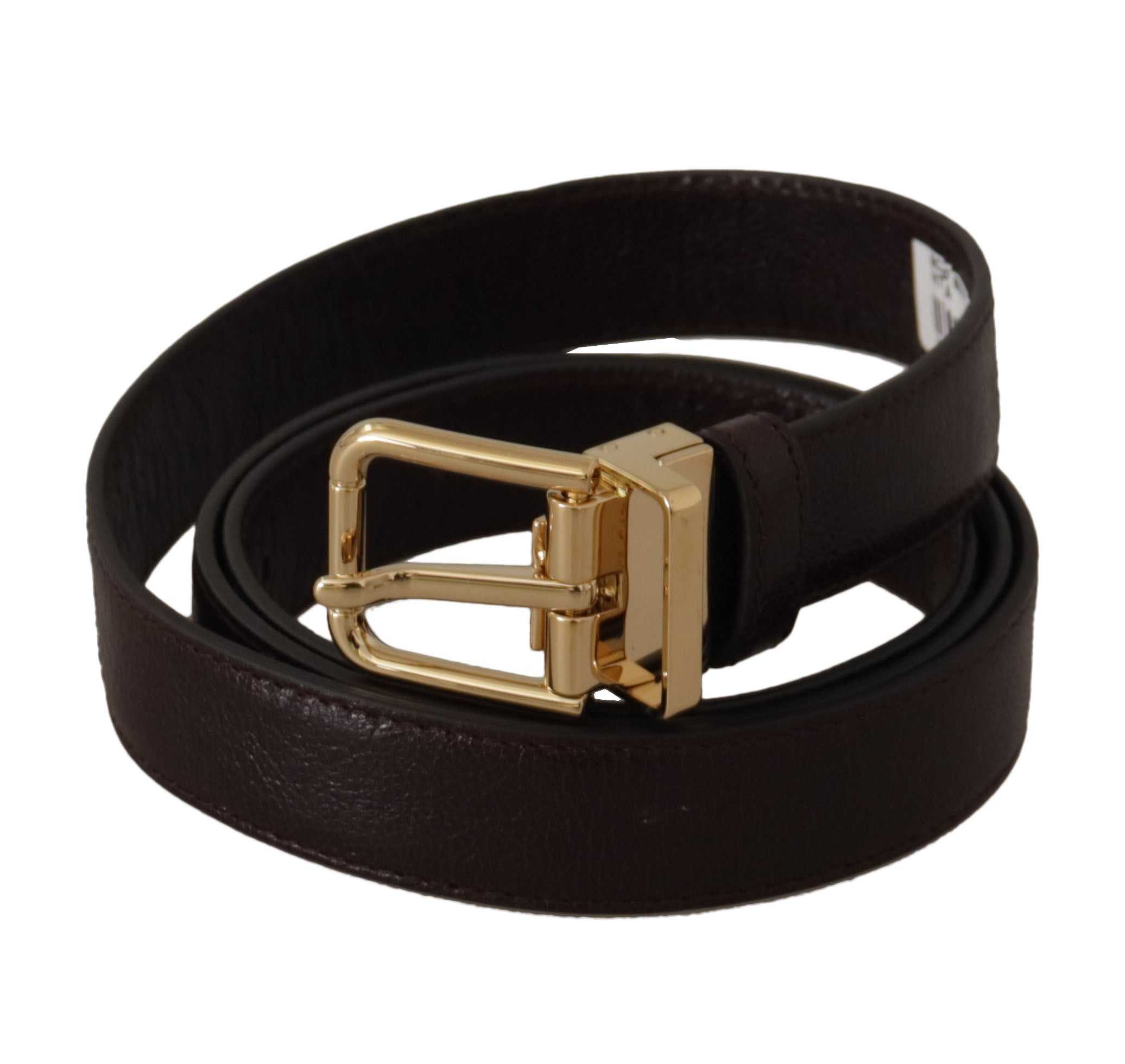 Dolce & Gabbana Brauner Ledergürtel mit goldener Metallschnalle