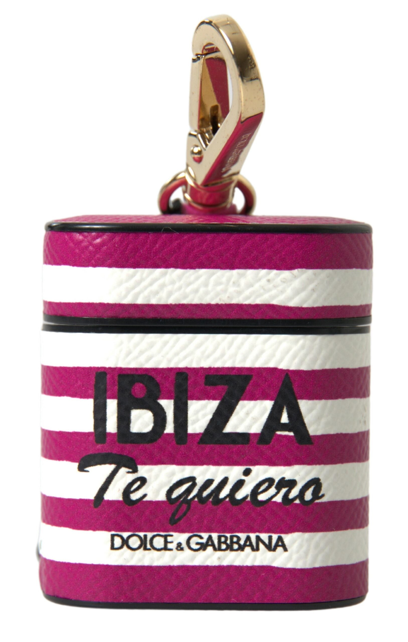 Dolce & Gabbana Fuchsia Dauphine Leder Logo Airpods Tasche