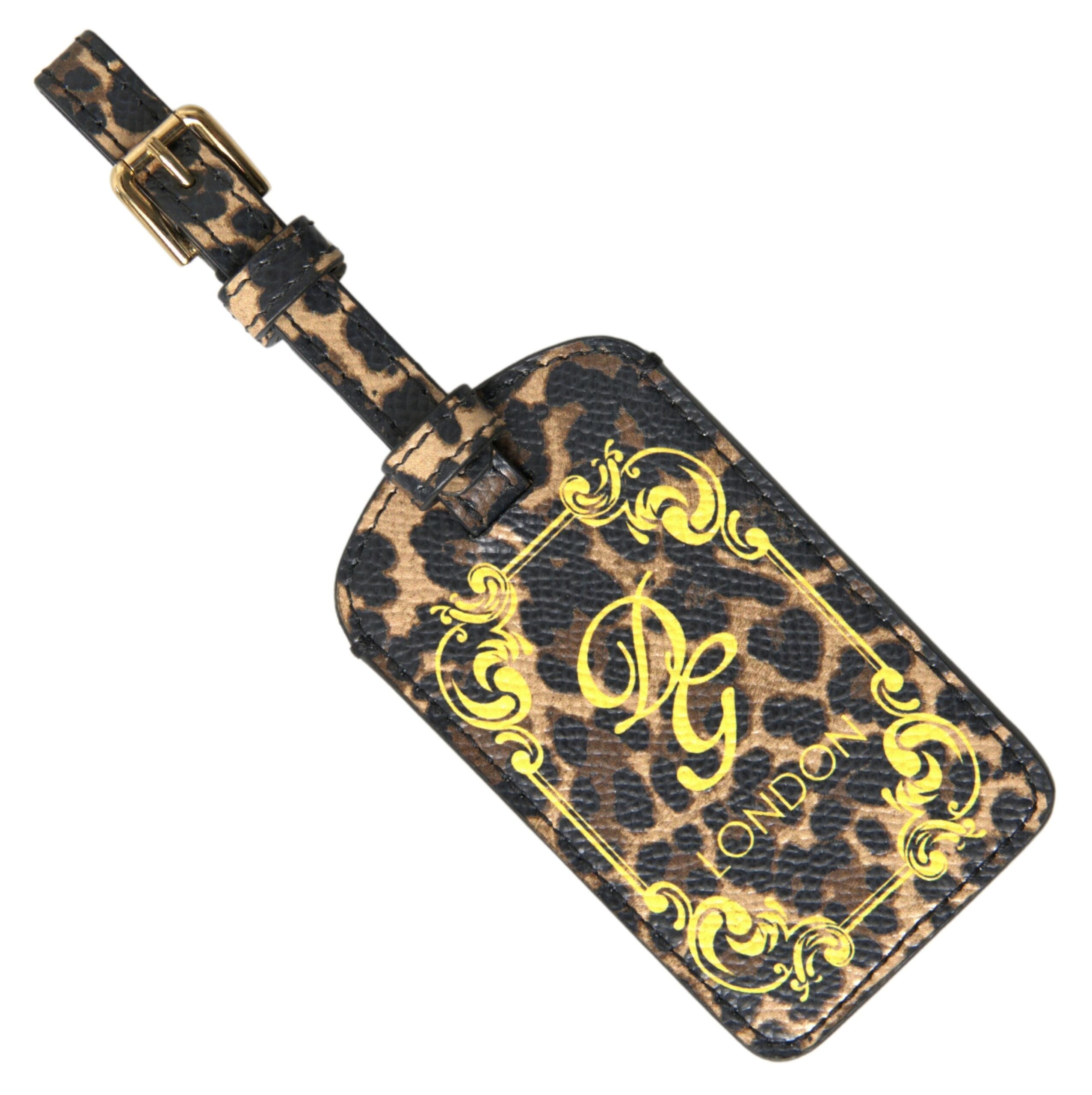 Dolce & Gabbana Multicolor Leopard Dauphine Leder DG Logo Kofferanhänger