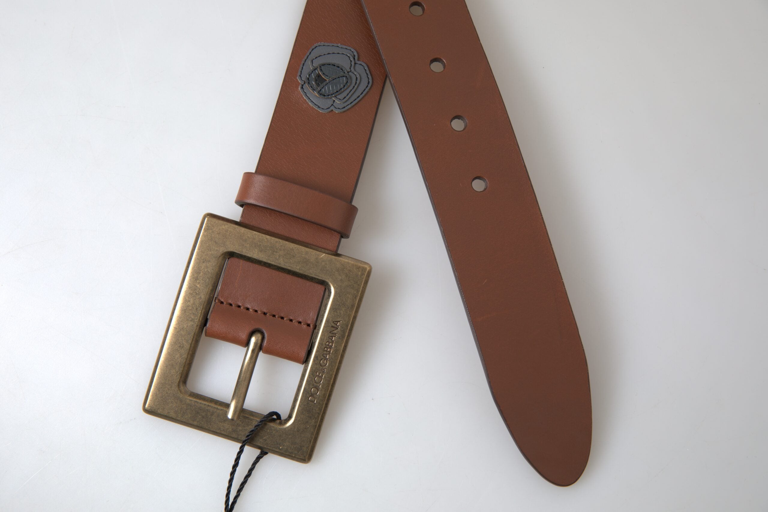 Dolce & Gabbana Braunes Leder #DGFAMLY Gürtel mit quadratischer Schnalle