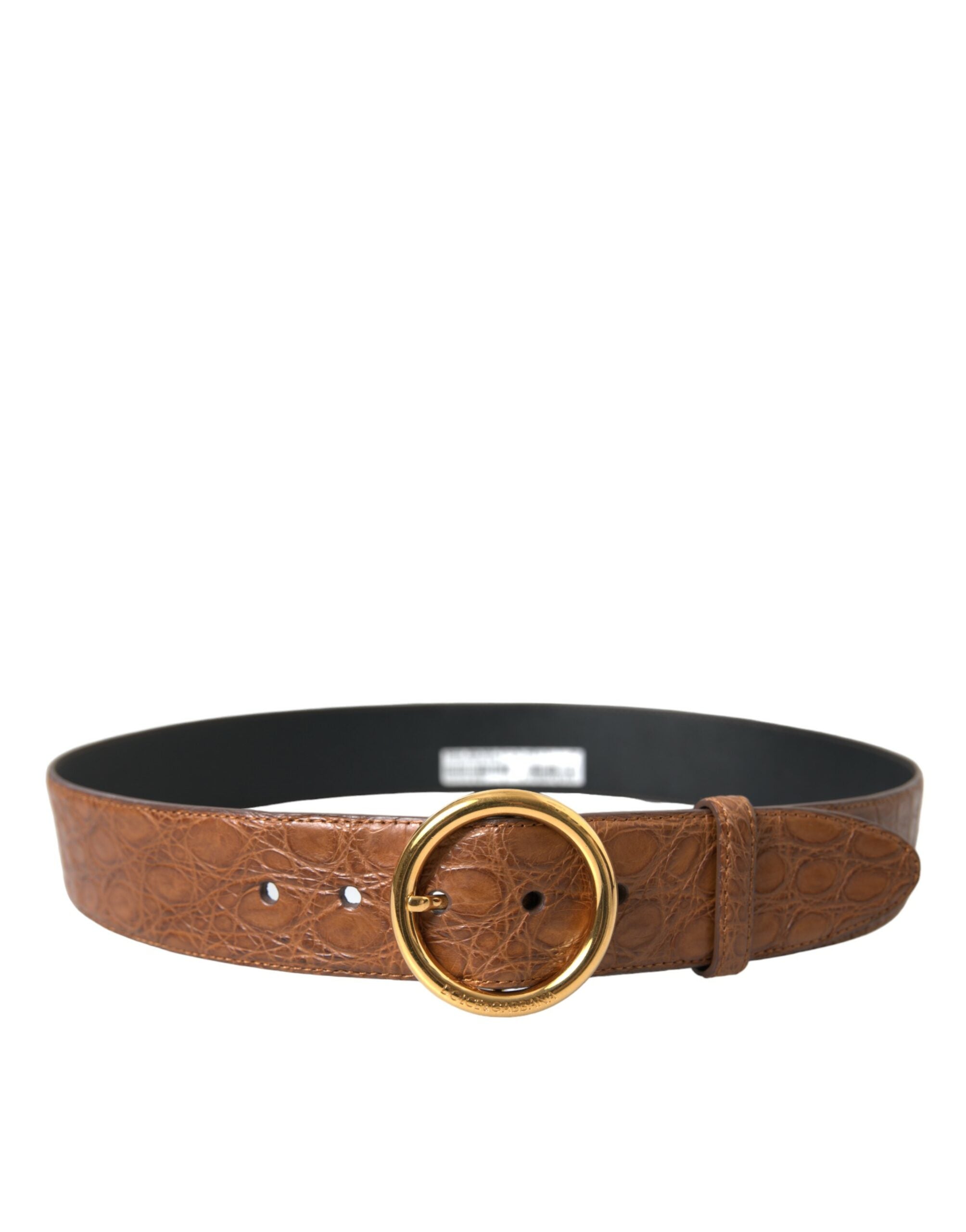 Dolce & Gabbana Brauner Exotenledergürtel mit runder Schnalle