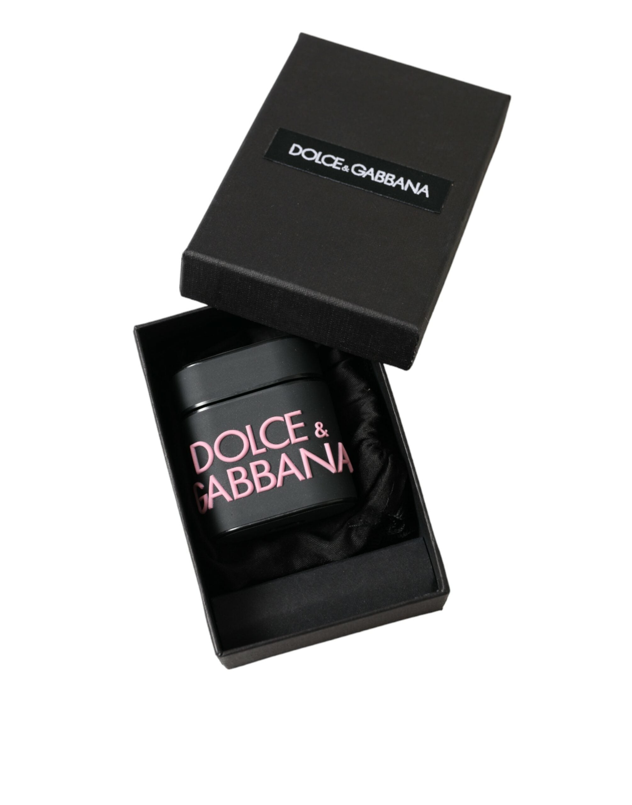 Dolce & Gabbana Schwarz-Rosa Silikon geprägte Logo Airpods Fall