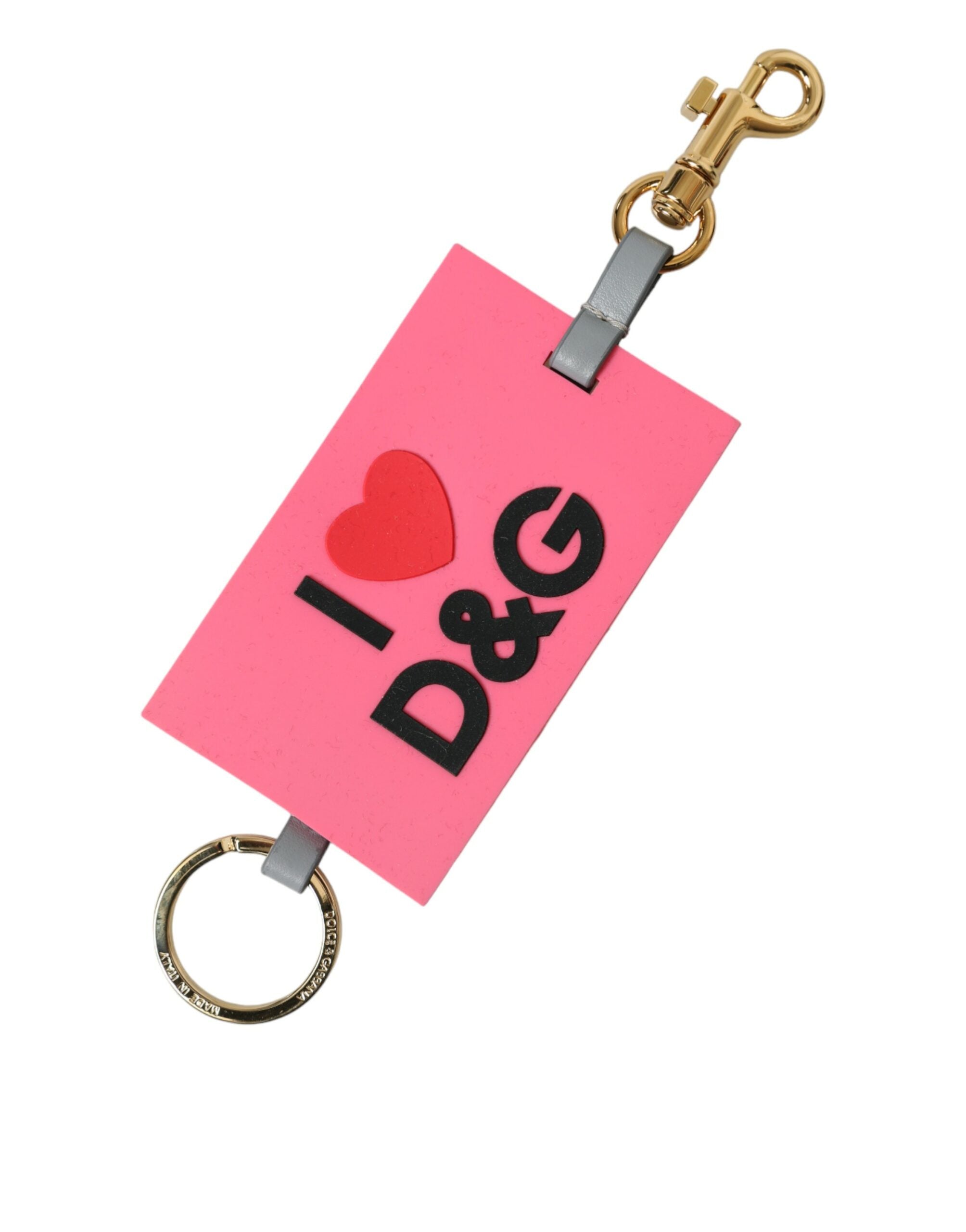 Dolce & Gabbana Rosa Silikon DG Logo Gold Messing Schlüsselanhänger