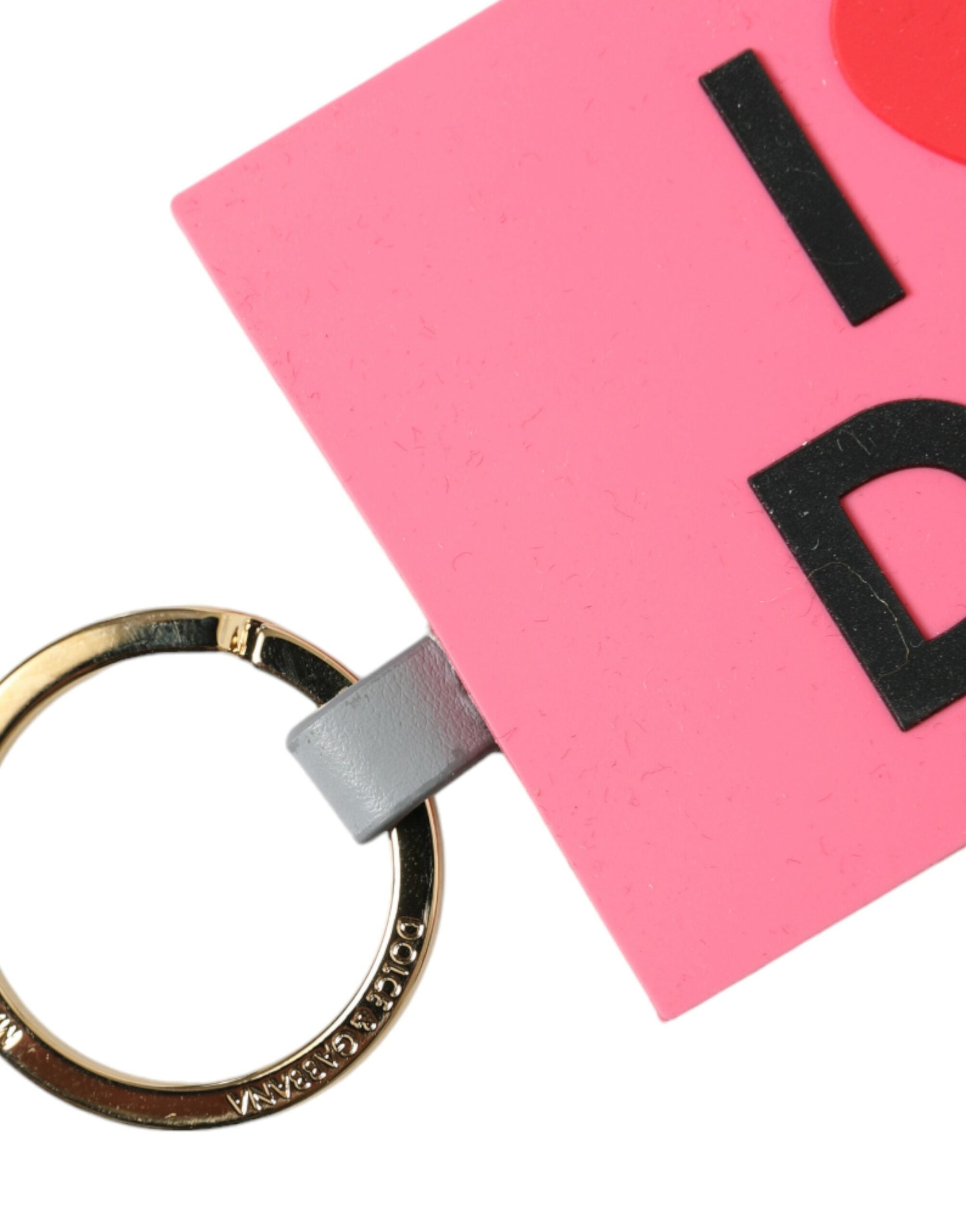 Dolce & Gabbana Rosa Silikon DG Logo Gold Messing Schlüsselanhänger