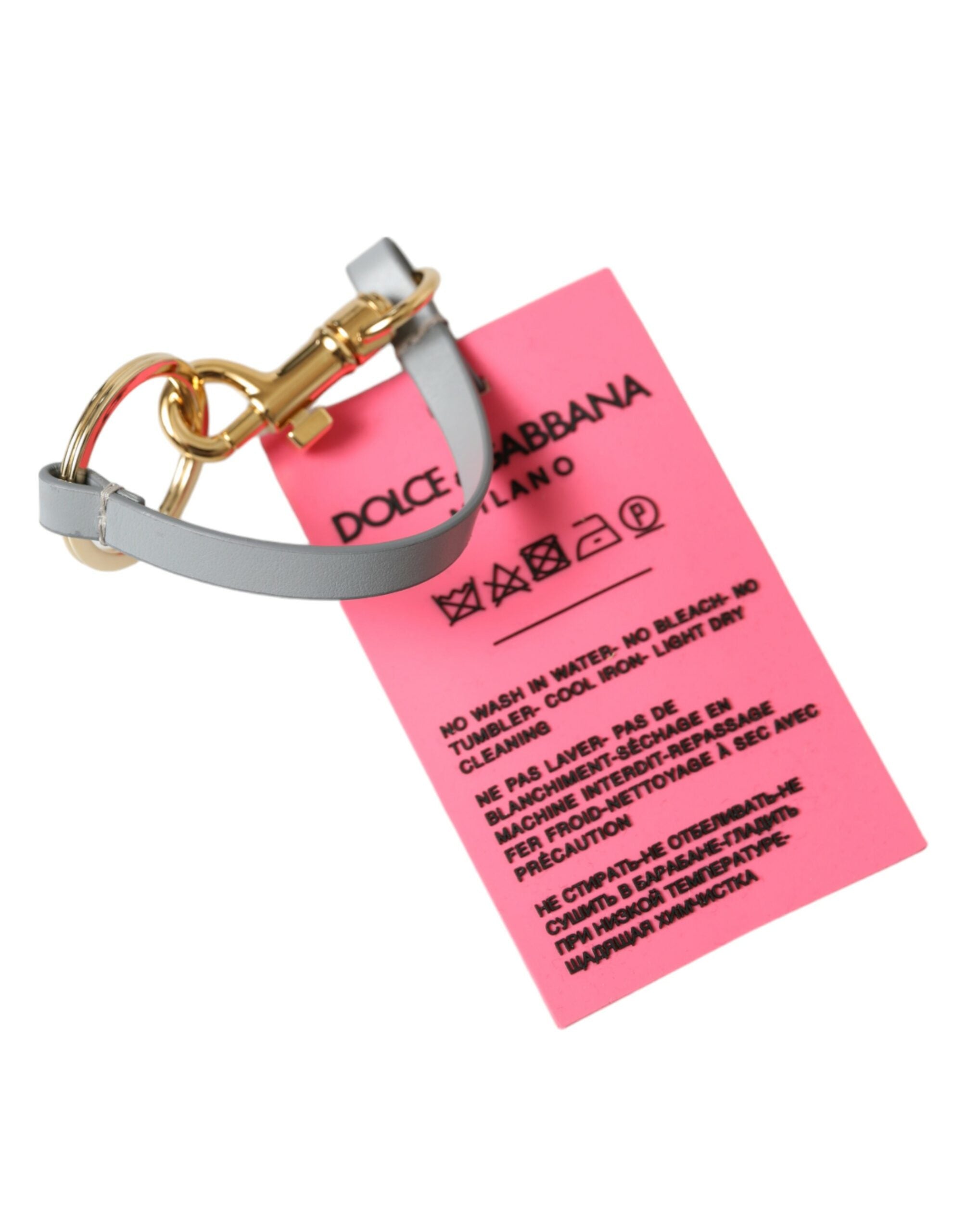 Dolce & Gabbana Rosa Silikon DG Logo Gold Messing Schlüsselanhänger