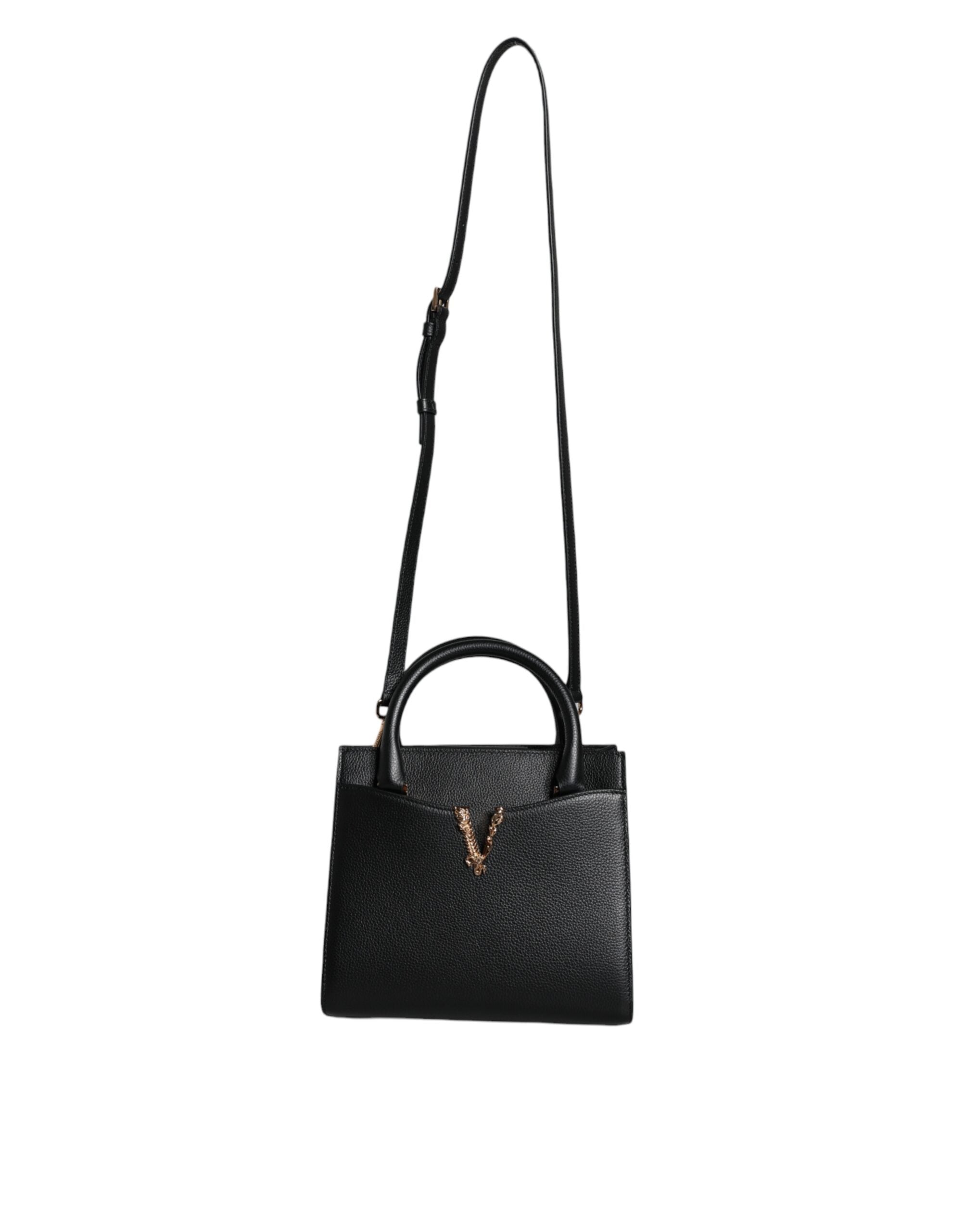 Versace Schwarze kleine Leder-TopHandle-Schulter-Crossbody-Tasche