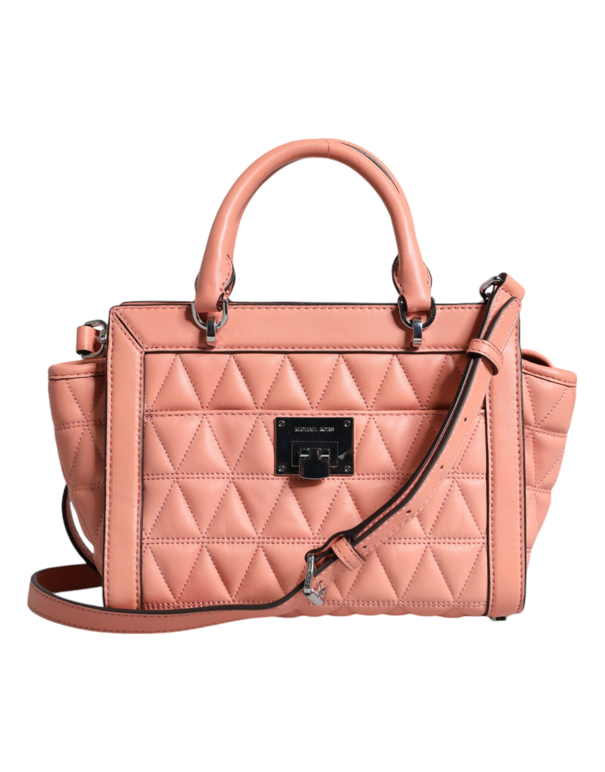 Michael Kors Pfirsich Gestepptes Leder Logo Crossbody VIVIANNE Messenger Bag