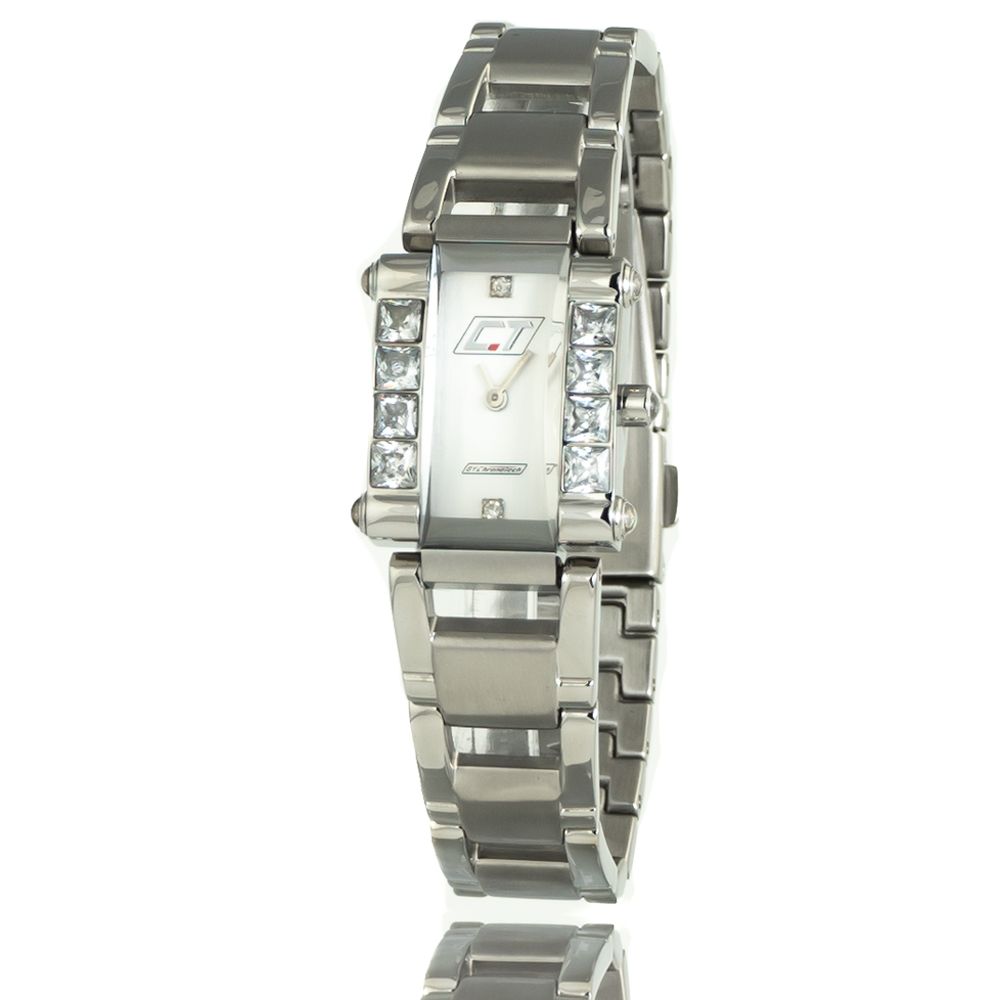 Chronotech Silberne Uhr aus Edelstahl