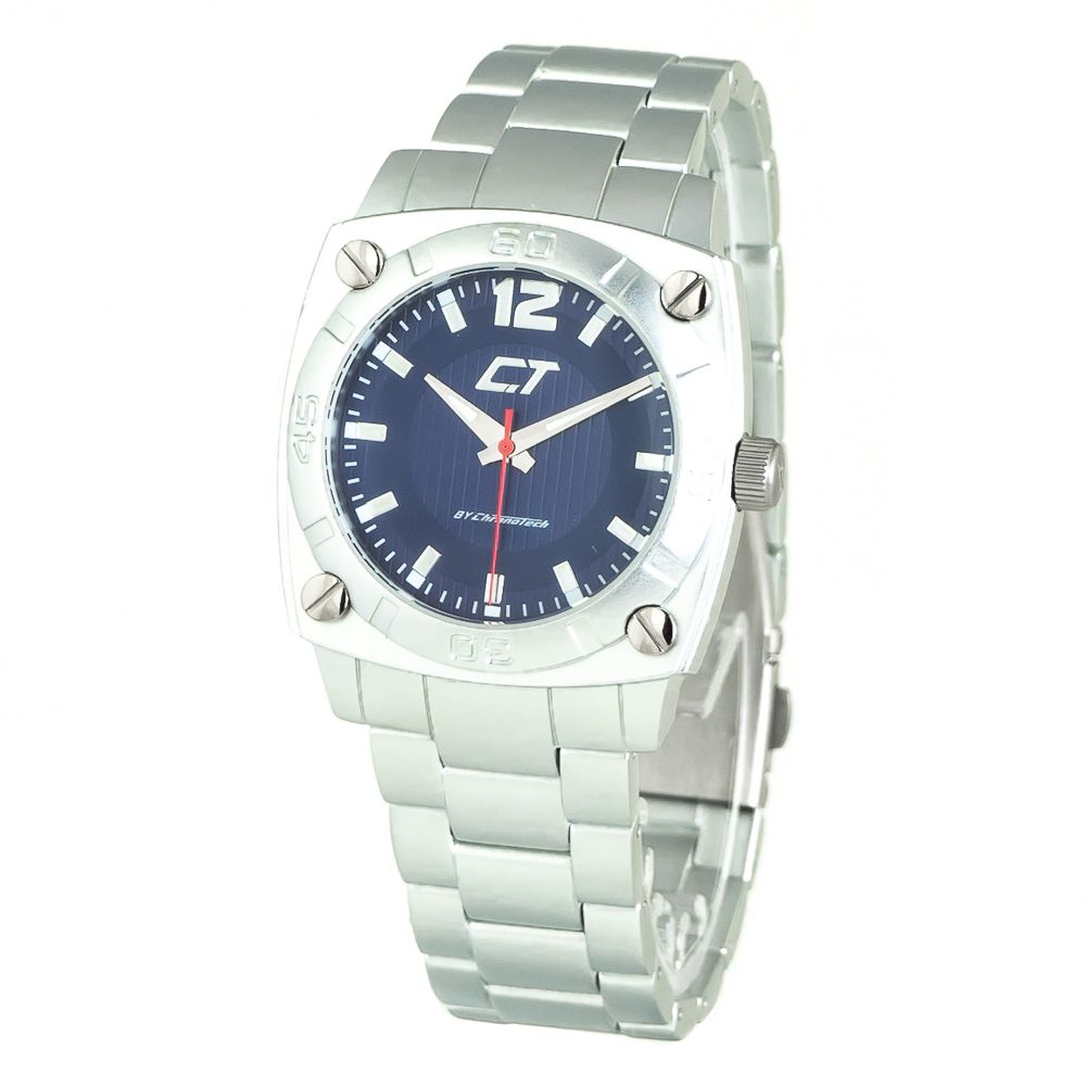 Chronotech Silberne Uhr aus Edelstahl