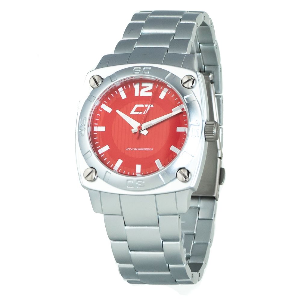 Chronotech Silberne Uhr aus Edelstahl