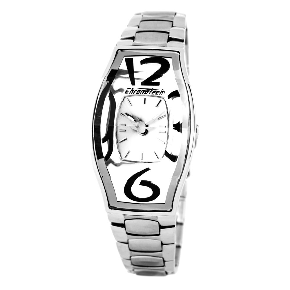 Chronotech Silberne Uhr aus Edelstahl