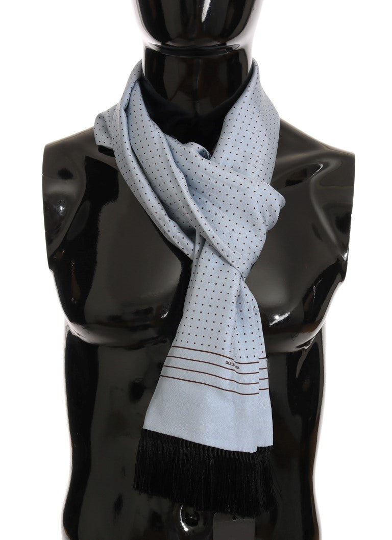 Dolce & Gabbana Blauer Seidenschal mit Polka Dot