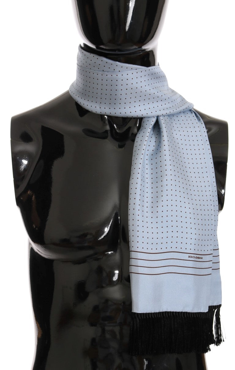 Dolce & Gabbana Blauer Seidenschal mit Polka Dot