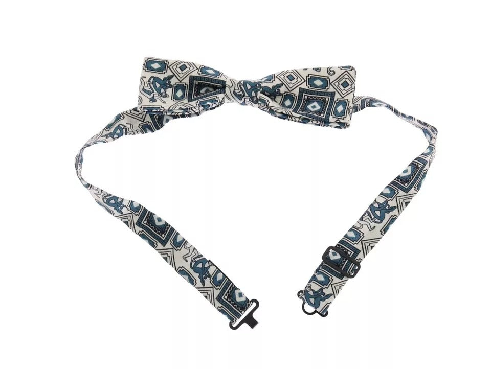 Dolce & Gabbana Weiß Blaue Seidenfliege Ledergürtel Geschenkbox Set
